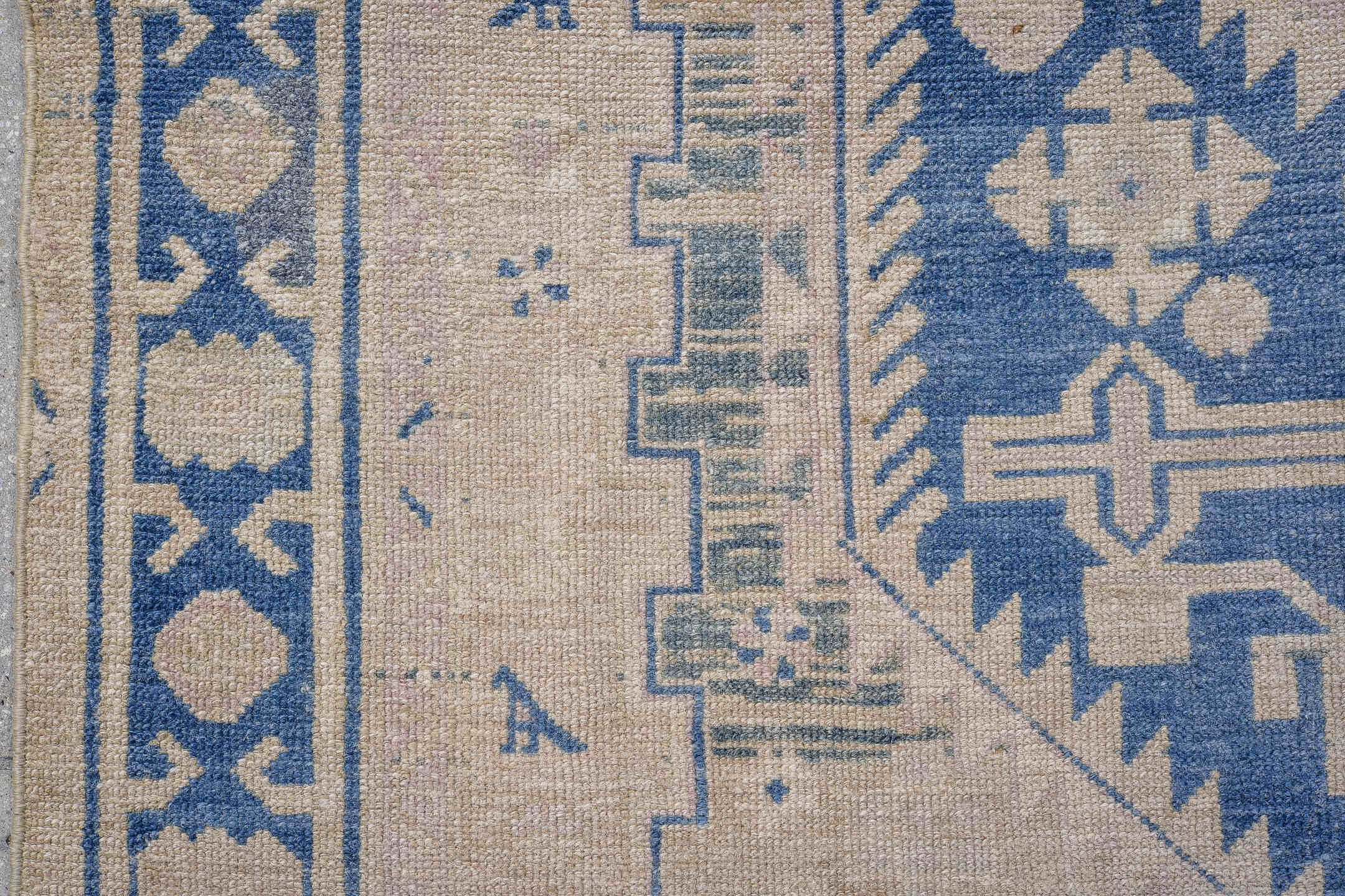 4' x 7' one-of-a-kind handmade antique Hamadan rug. Color palette: ivory, sky blue, denim, beige, taupe, light blue, blue