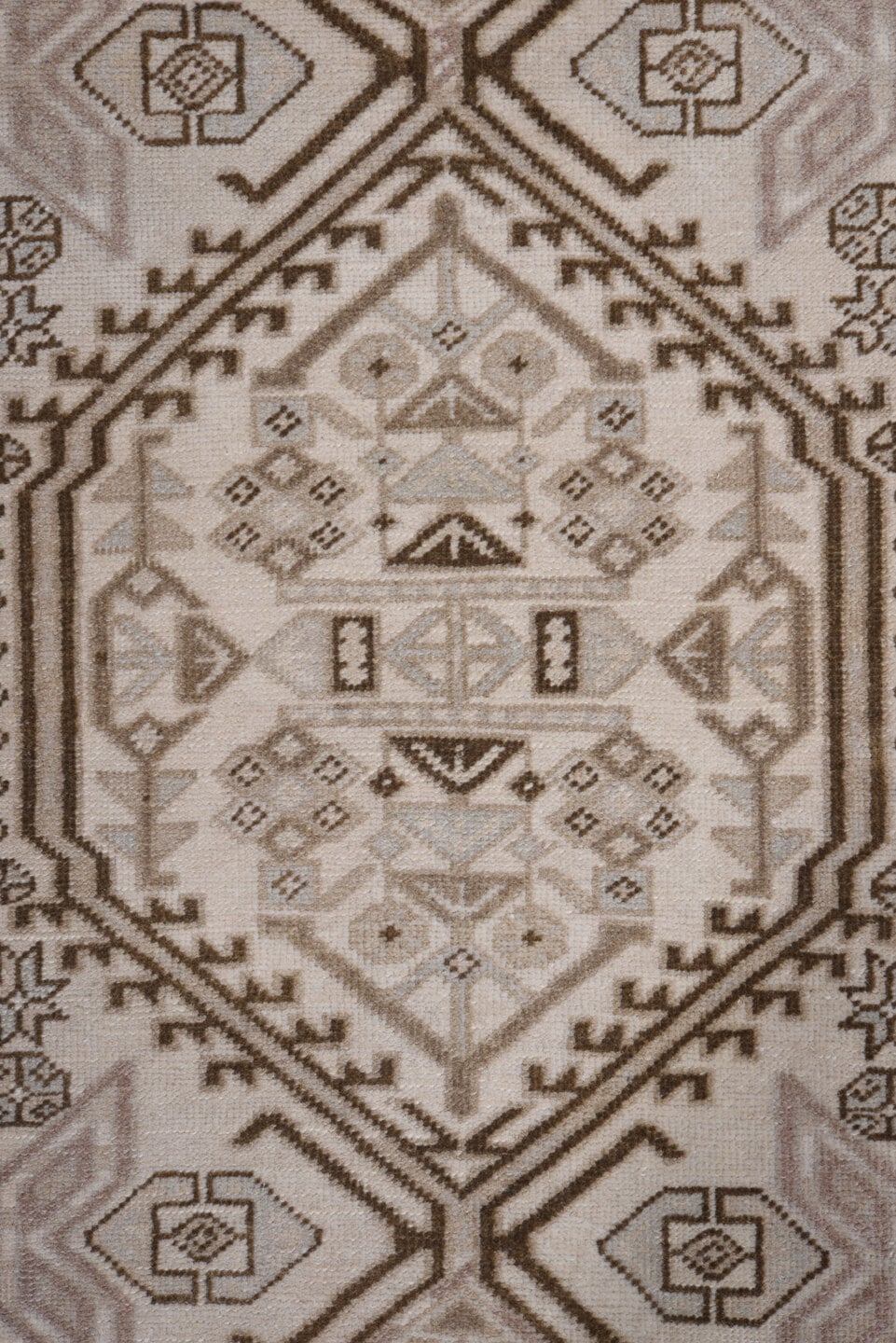2' x 10' one-of-a-kind handmade antique Sarab runner rug. Color palette: taupe, ivory, brown, camel, rose, charcoal, beige