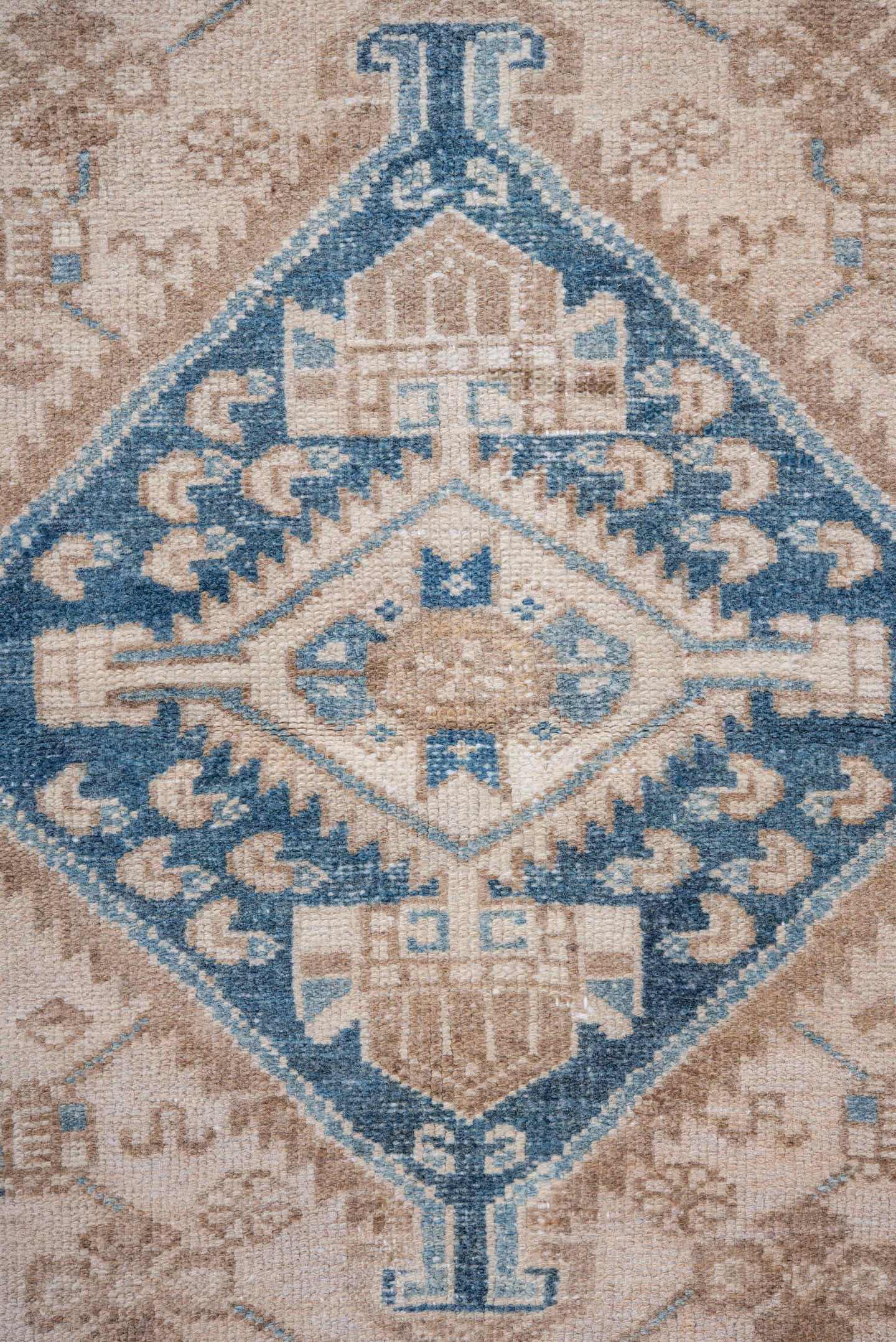 3' x 6' one-of-a-kind handmade vintage Hamadan small size rug. Color palette: ivory, sky blue, beige, taupe, camel