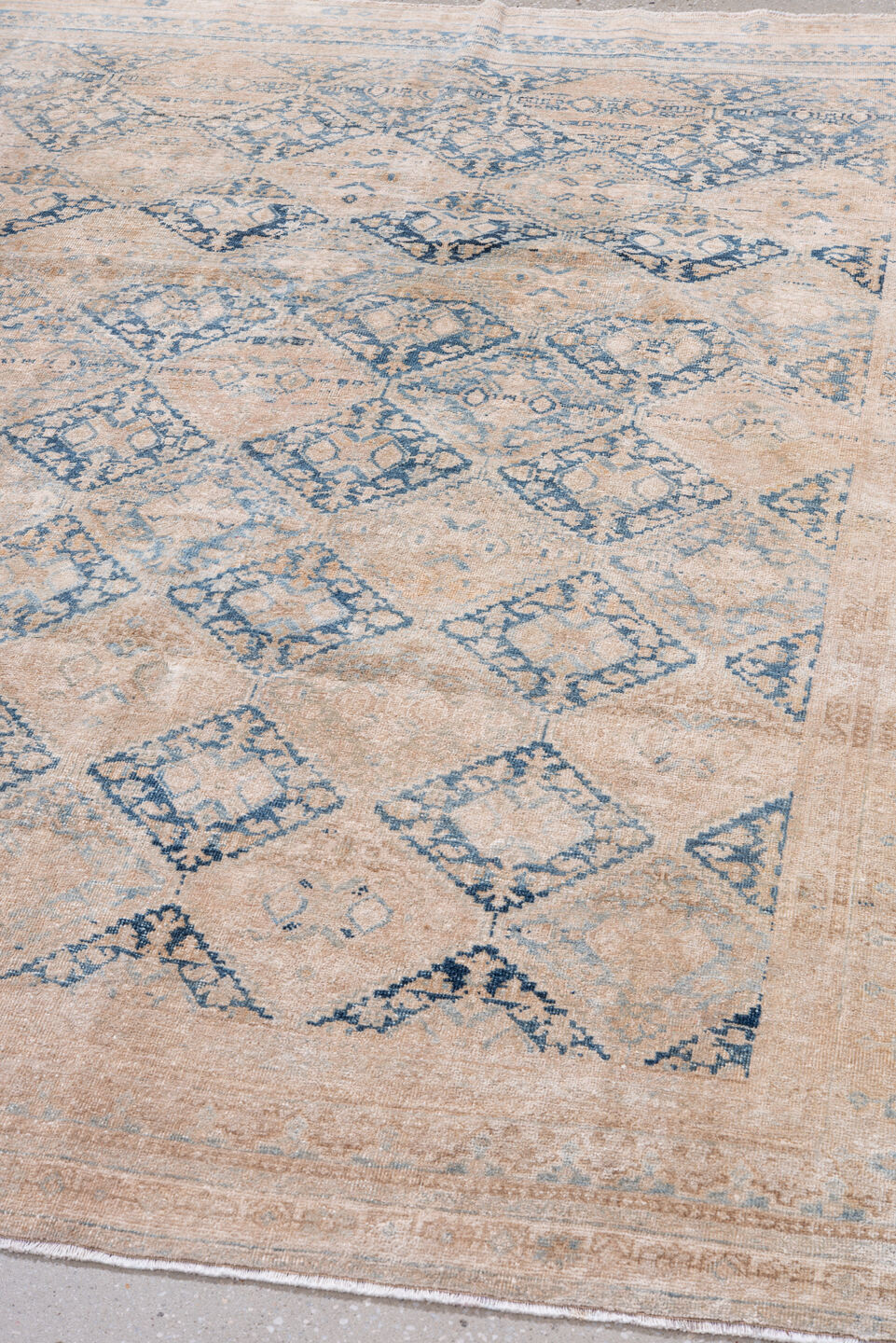 5' x 6' one-of-a-kind handmade vintage Afshar rug. Color palette: black, blue, brown, dim gray, gray, light blue, light gray