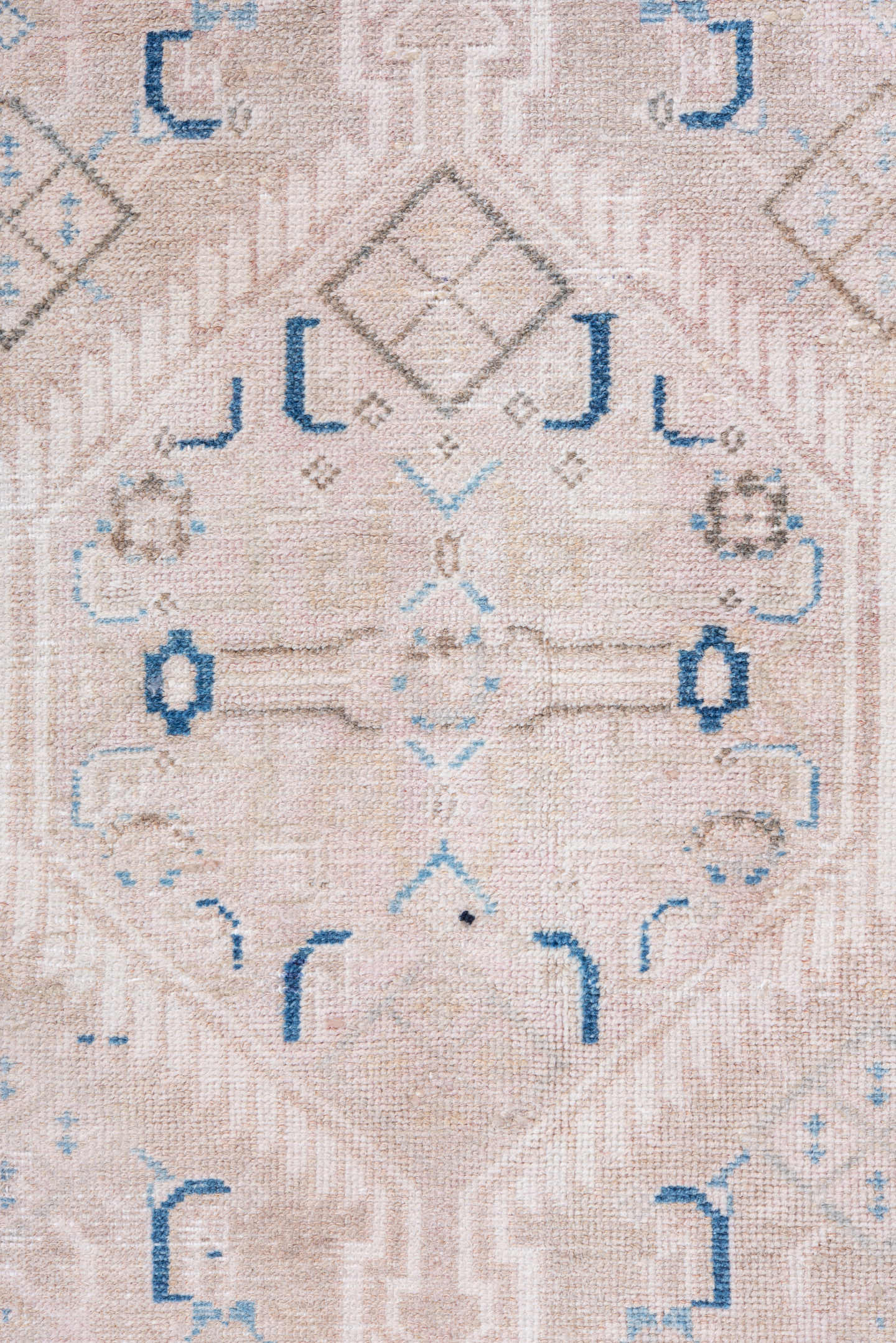 3' x 7' one-of-a-kind handmade vintage Hamadan runner rug. Color palette: ivory, blush, sky_blue, denim, taupe, cream, pink