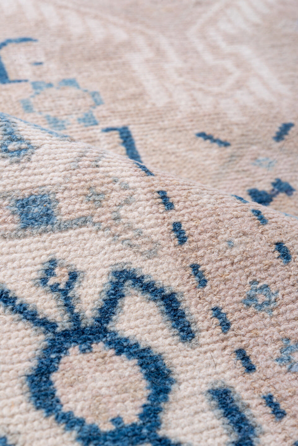 3' x 7' one-of-a-kind handmade vintage Hamadan runner rug. Color palette: ivory, blush, sky_blue, denim, taupe, cream, pink