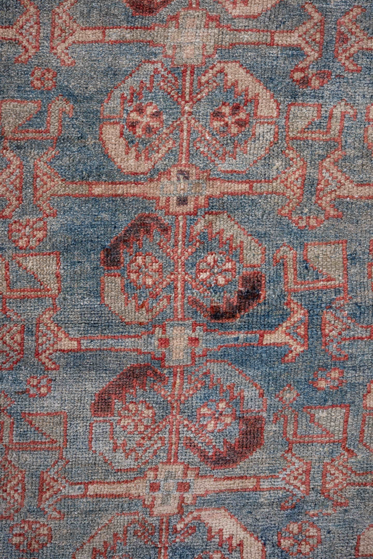 4' x 6' one-of-a-kind handmade vintage Malayer small size rug. Color palette: pale blue, ivory, terra cotta, rust, slate