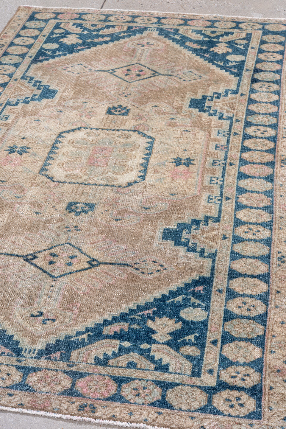 4' x 6' one-of-a-kind handmade antique Hamadan small size rug. Color palette: ivory, beige, navy, blush, taupe, powder_blue