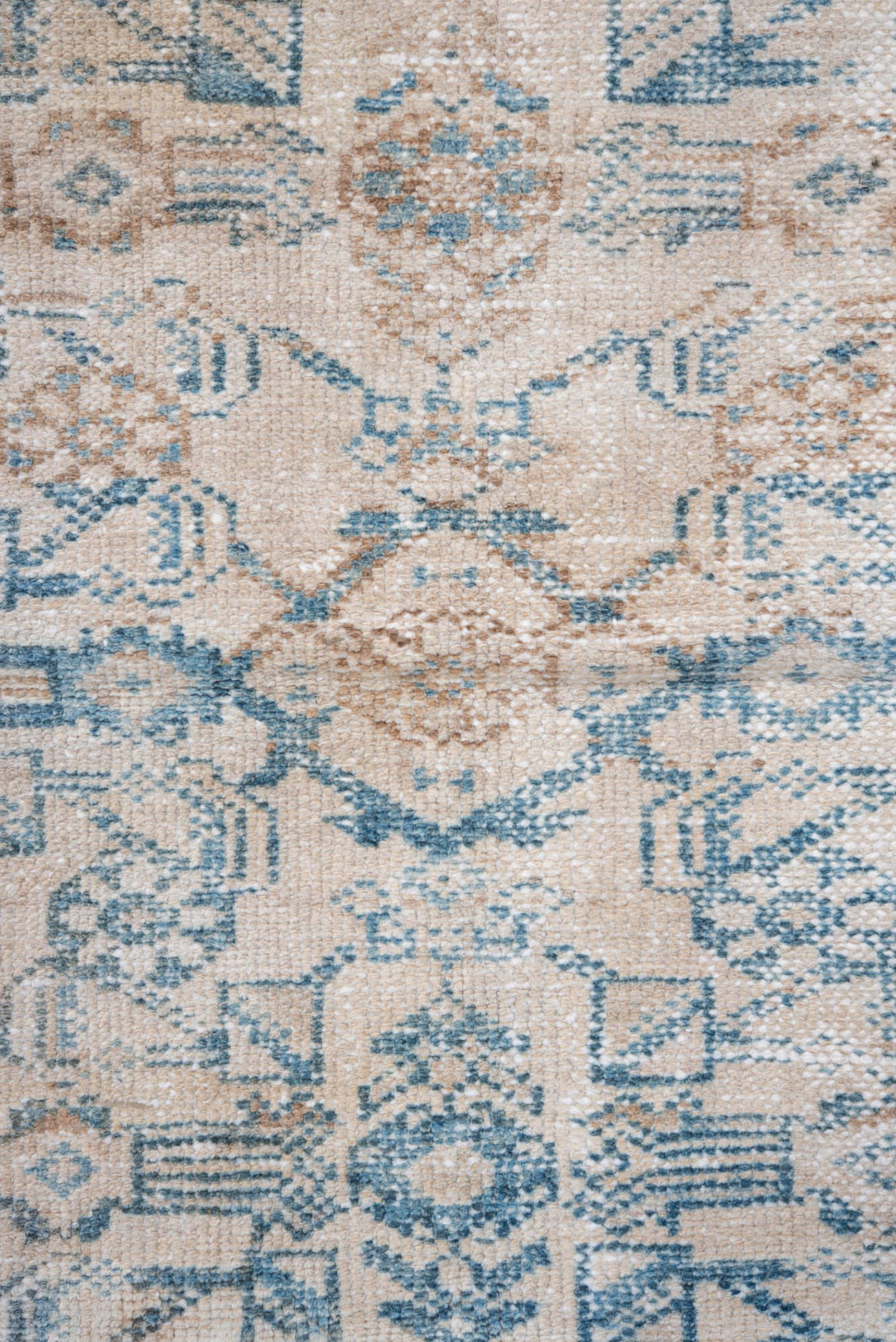 4' x 6' one-of-a-kind handmade vintage Hamadan small size rug. Color palette: ivory, sky blue, beige, taupe, camel