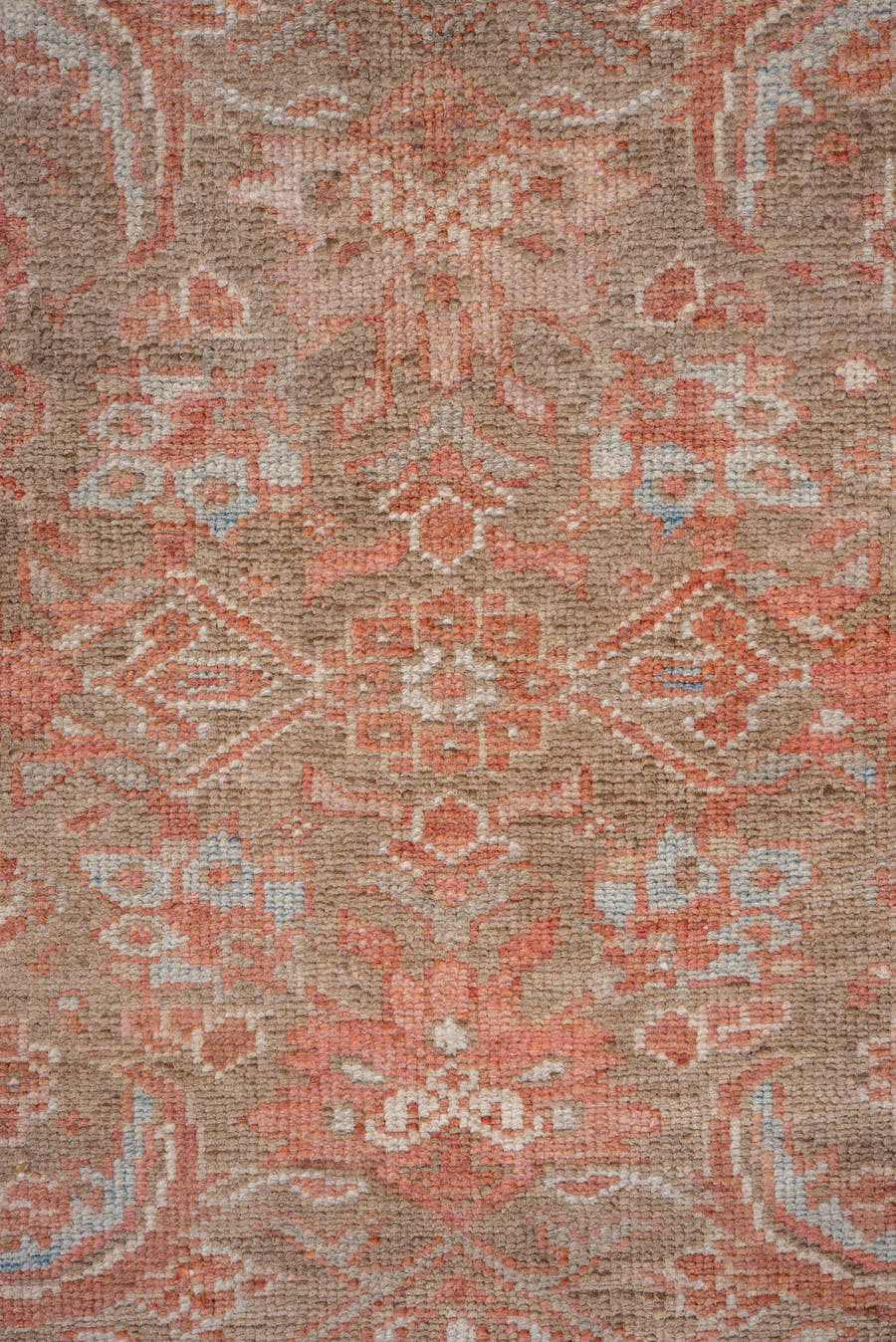 3' x 13' one-of-a-kind handmade vintage Hamadan runner rug. Color palette: taupe, salmon, ivory, pale blue, rose, beige