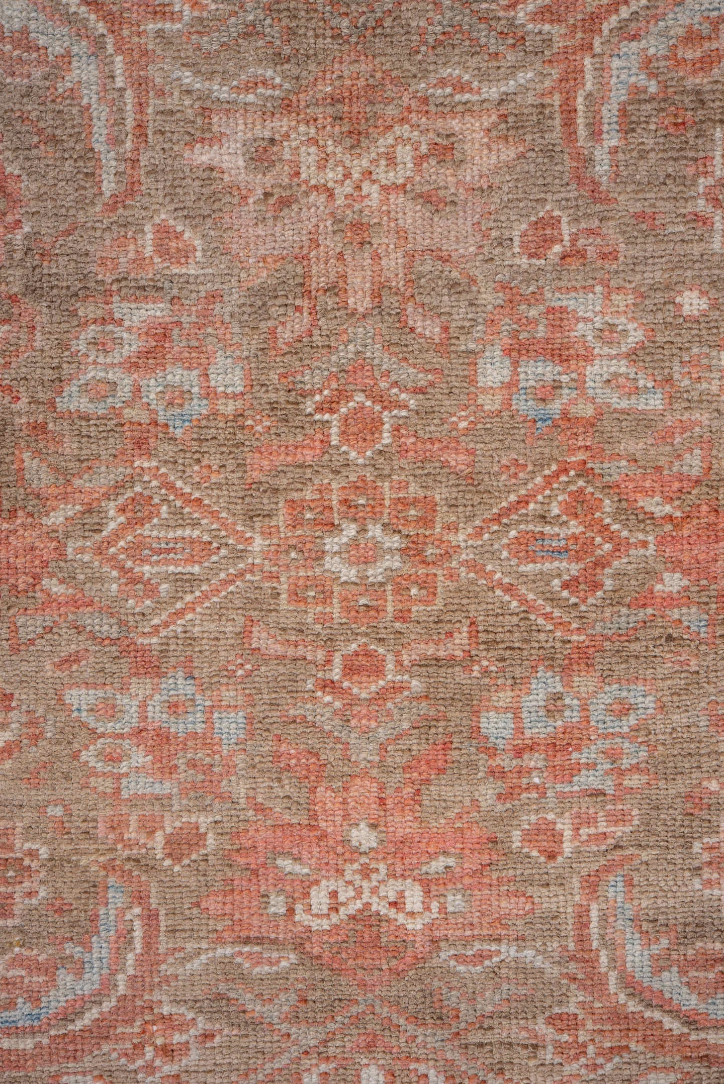 3' x 13' one-of-a-kind handmade vintage Hamadan runner rug. Color palette: taupe, salmon, ivory, pale blue, rose, beige
