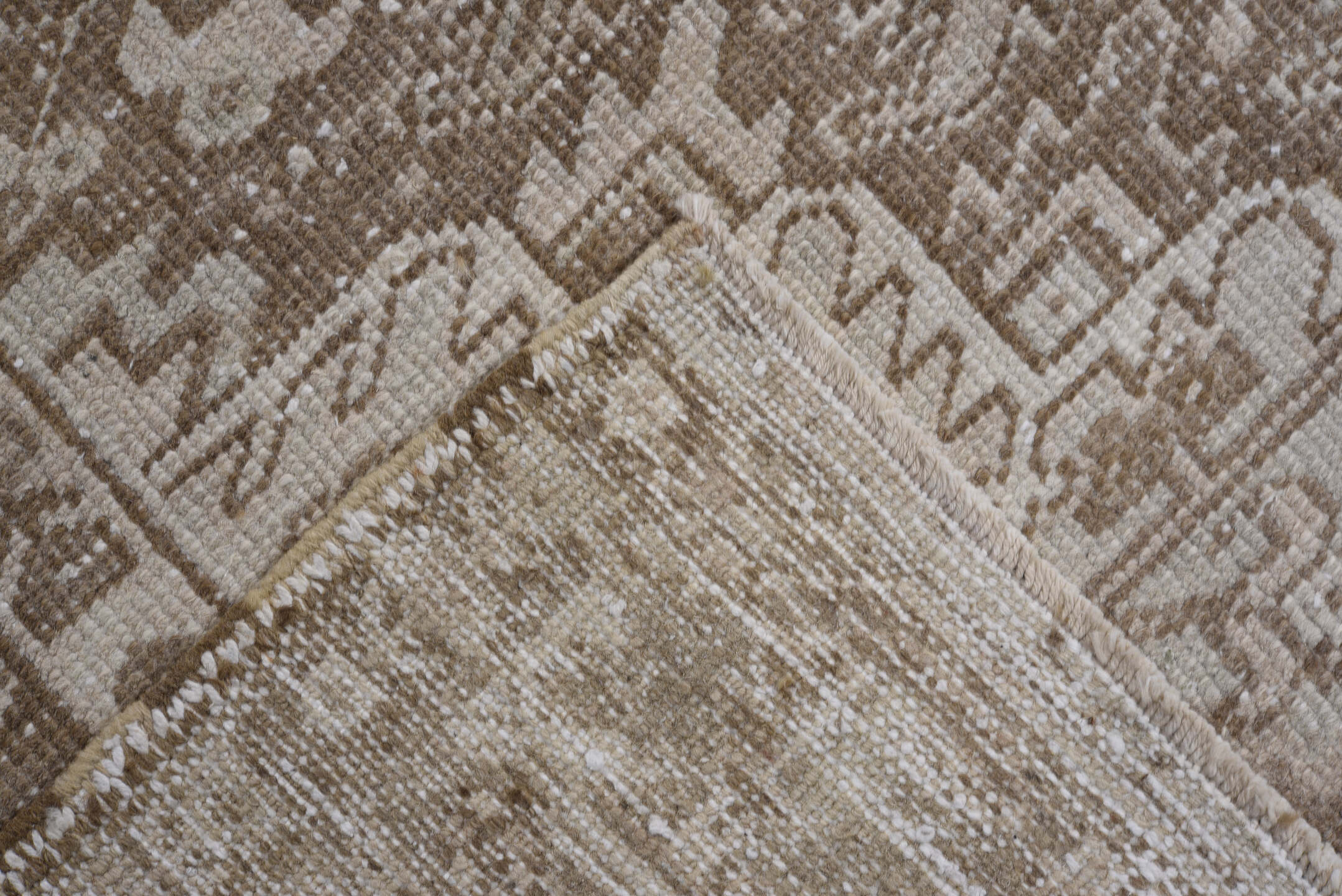 8' x 11' one-of-a-kind handmade antique Heriz large size rug. Color palette: taupe, ivory, beige, camel, brown, gray