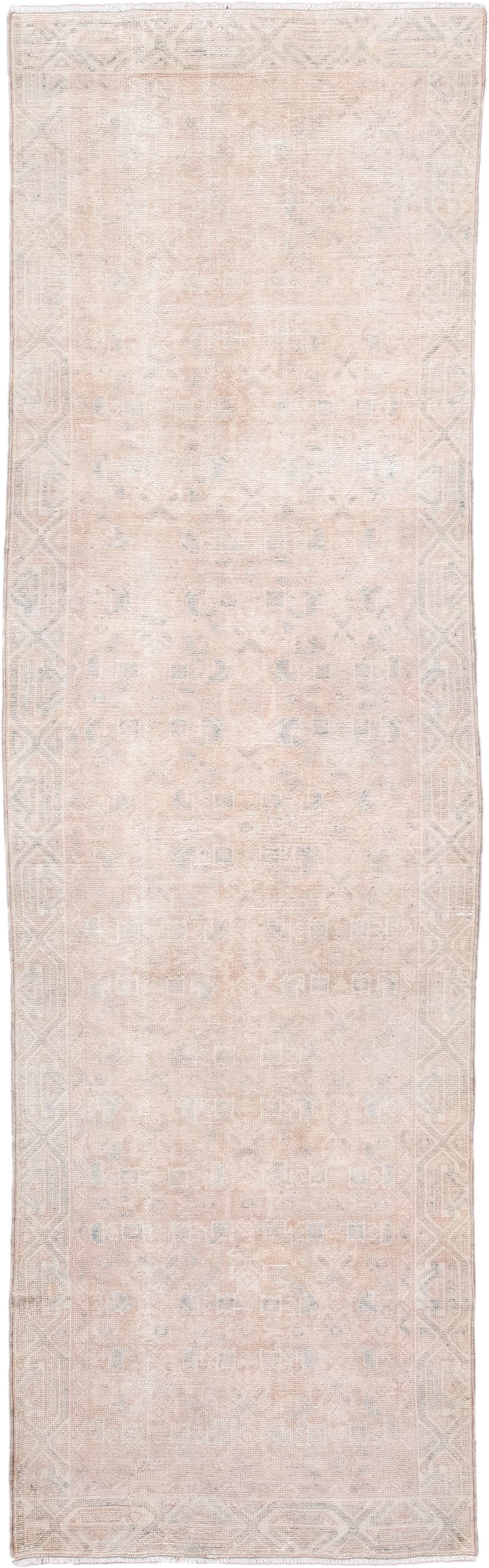 2' x 9' one-of-a-kind handmade antique Malayer runner rug. Color palette: blush, ivory, pale blue, cream, taupe, pink