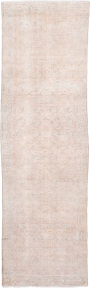 2' x 9' one-of-a-kind handmade antique Malayer runner rug. Color palette: blush, ivory, pale blue, cream, taupe, pink