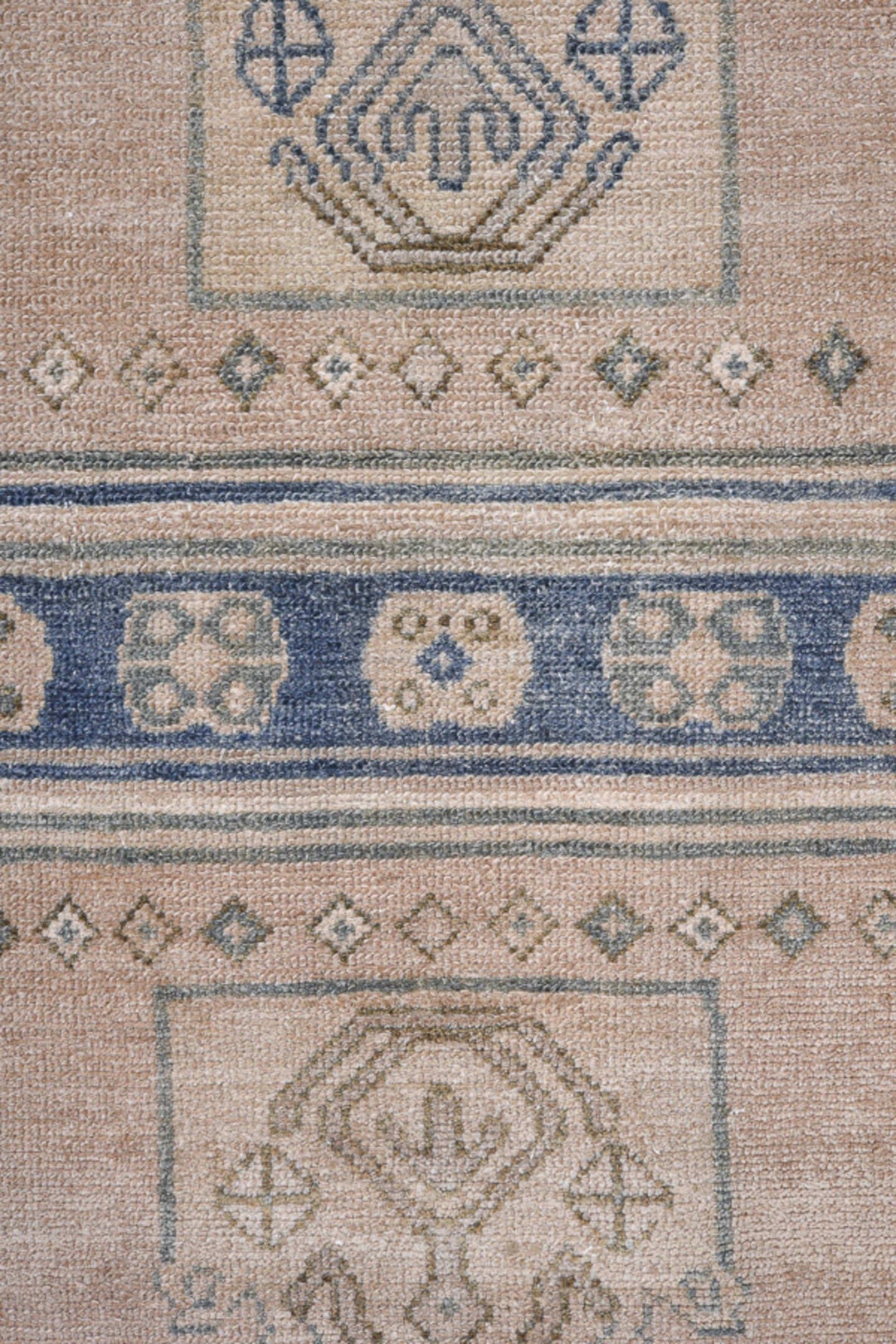 4' x 7' one-of-a-kind handmade antique Hamadan rug. Color palette: navy, ivory, blush, taupe, slate, brown, blue, pink
