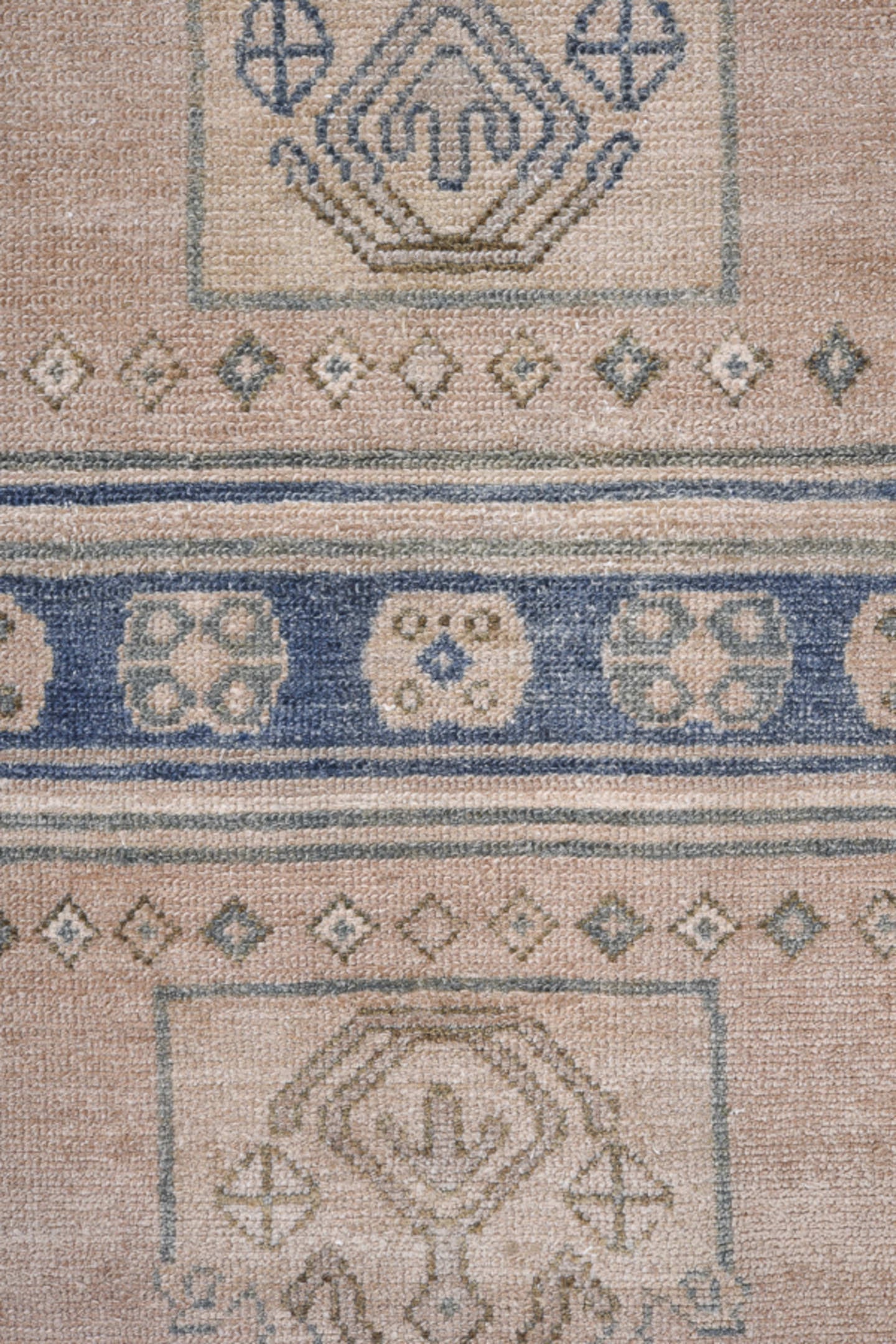 4' x 7' one-of-a-kind handmade antique Hamadan rug. Color palette: navy, ivory, blush, taupe, slate, brown, blue, pink