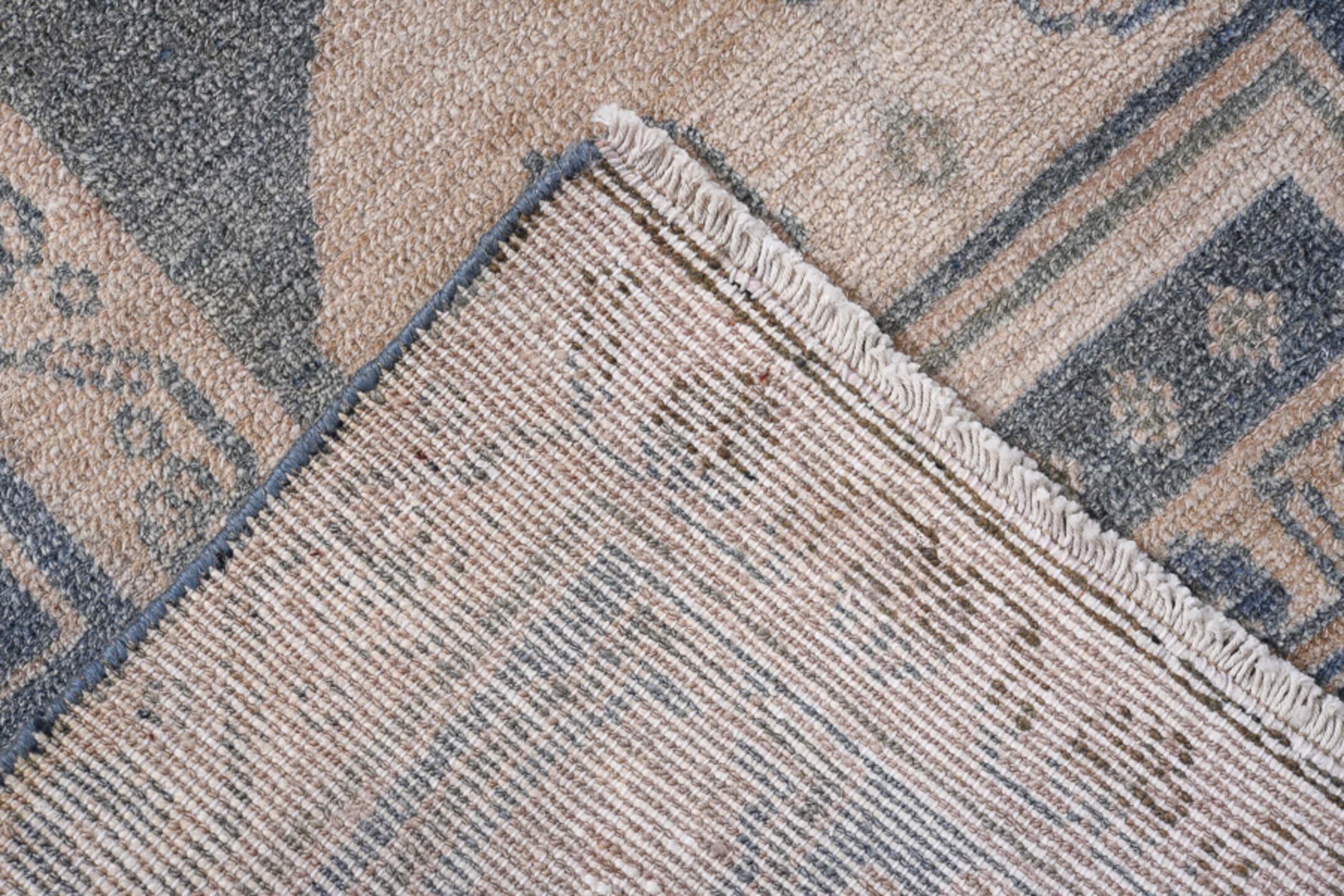 4' x 7' one-of-a-kind handmade antique Hamadan rug. Color palette: navy, ivory, blush, taupe, slate, brown, blue, pink