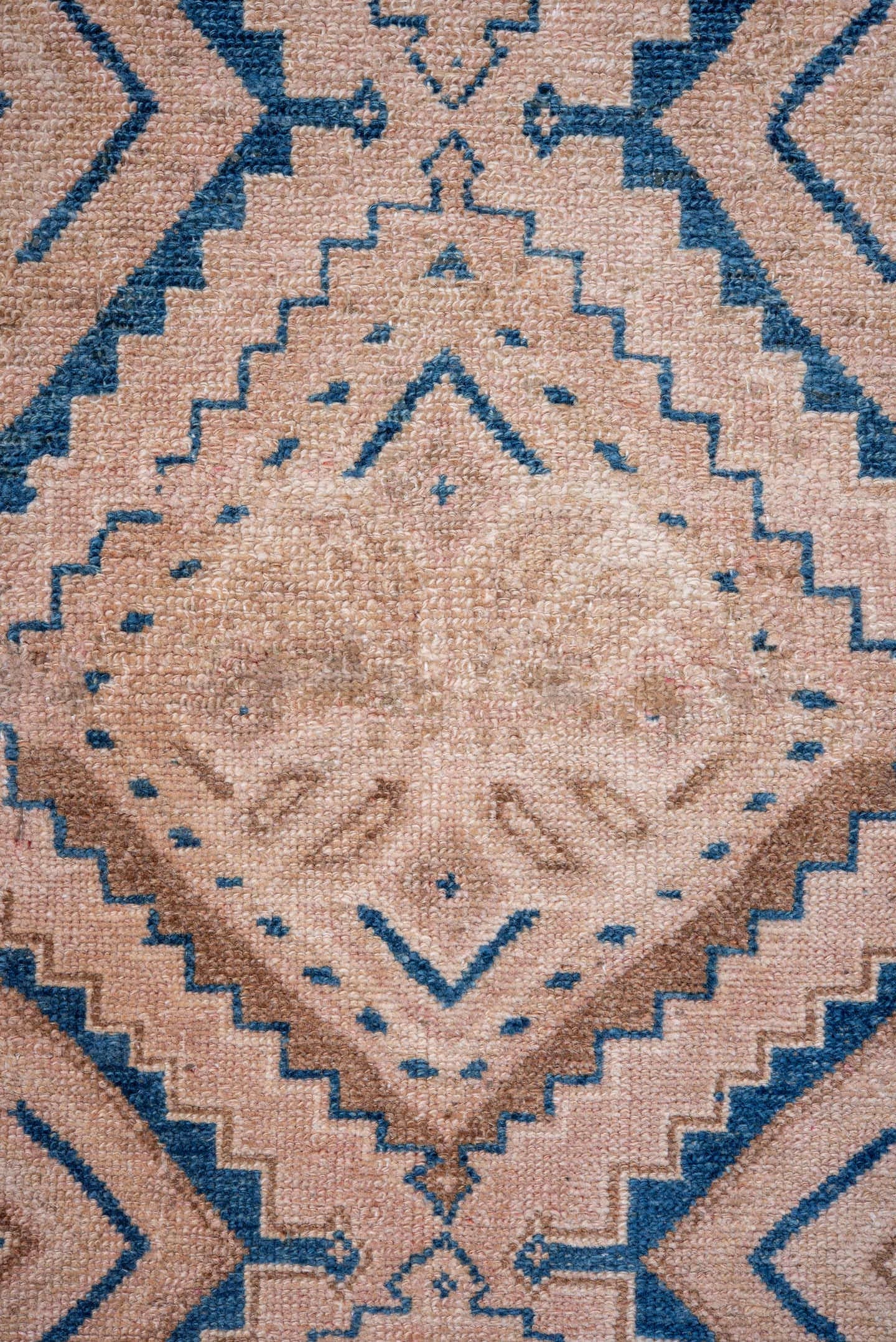3' x 9' one-of-a-kind handmade vintage Hamadan runner rug. Color palette: blush, ivory, cobalt, beige, camel, pink, blue