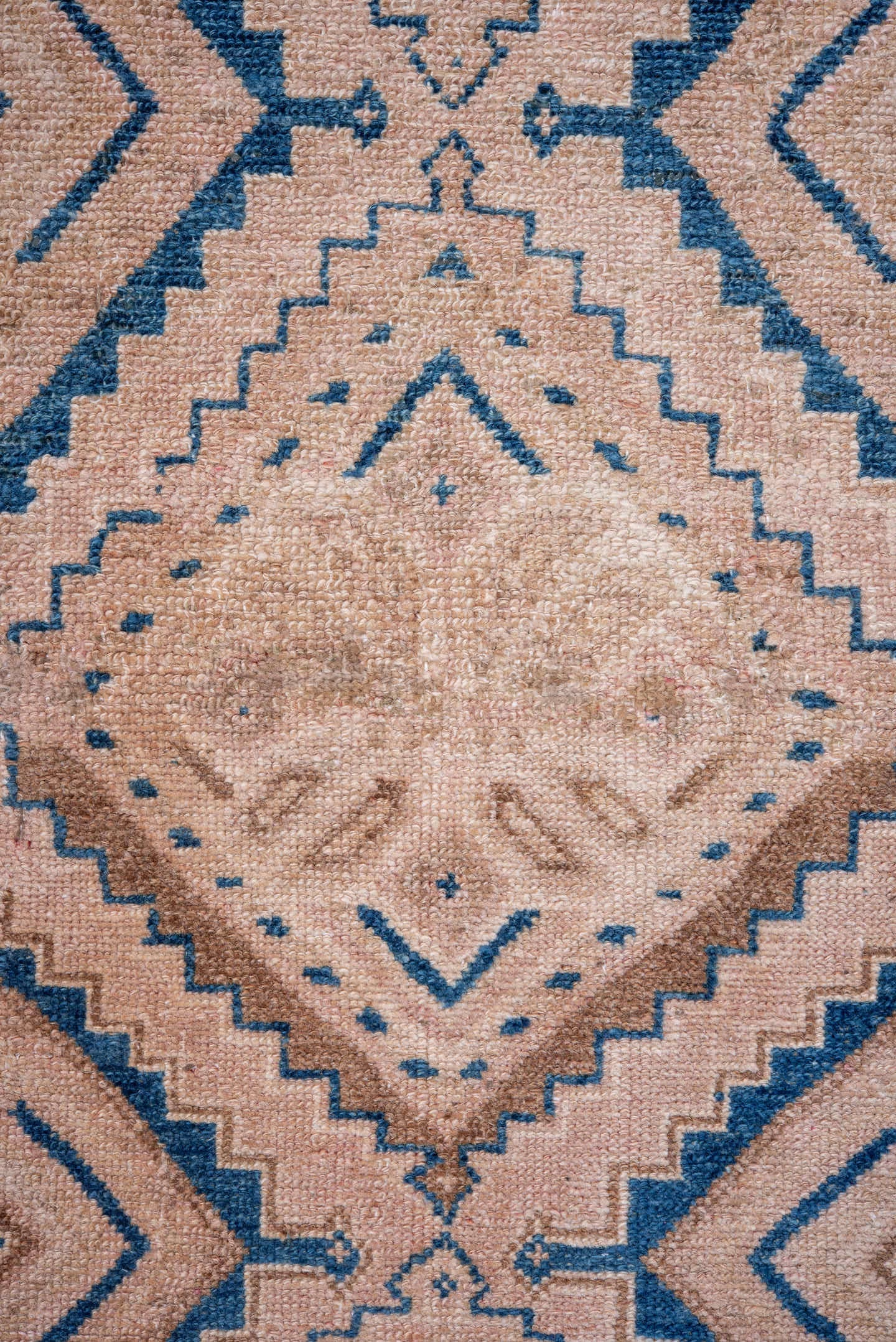 3' x 9' one-of-a-kind handmade vintage Hamadan runner rug. Color palette: blush, ivory, cobalt, beige, camel, pink, blue