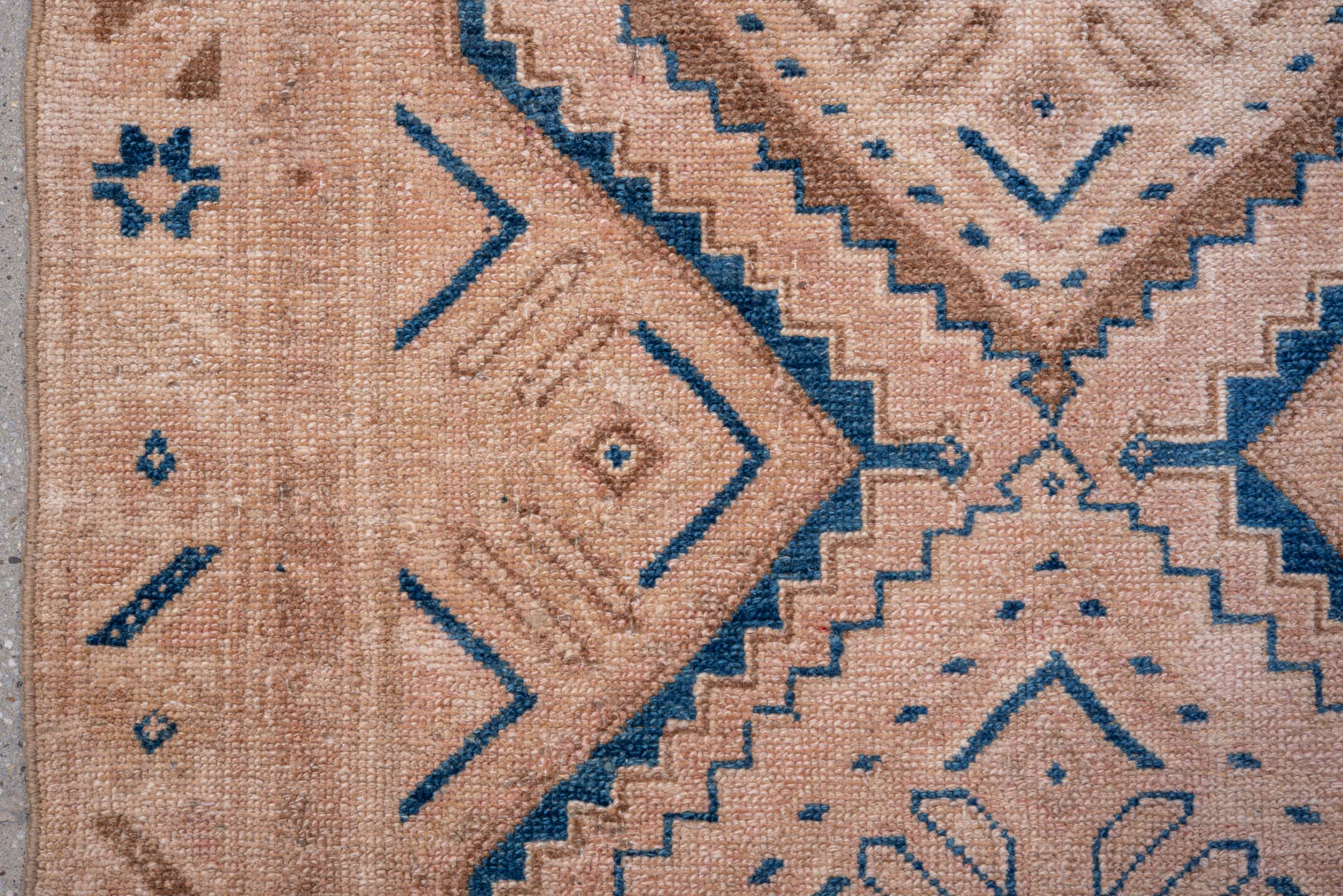 3' x 9' one-of-a-kind handmade vintage Hamadan runner rug. Color palette: blush, ivory, cobalt, beige, camel, pink, blue