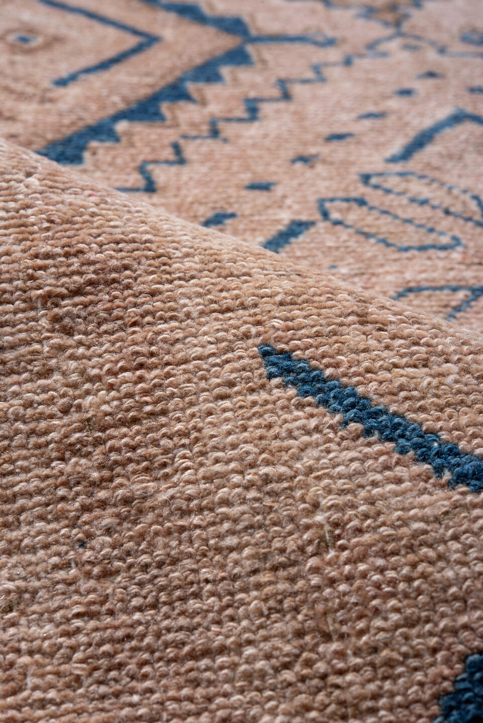 3' x 9' one-of-a-kind handmade vintage Hamadan runner rug. Color palette: blush, ivory, cobalt, beige, camel, pink, blue