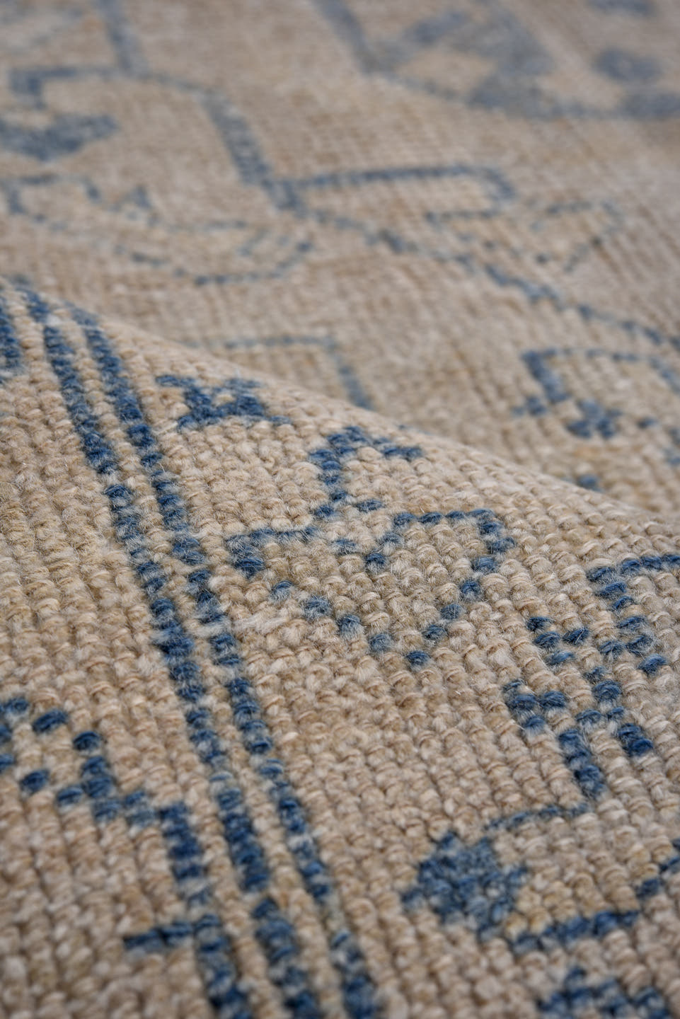 4' x 7' one-of-a-kind handmade antique Hamadan rug. Color palette: ivory, denim, slate, taupe, blue, gray, beige
