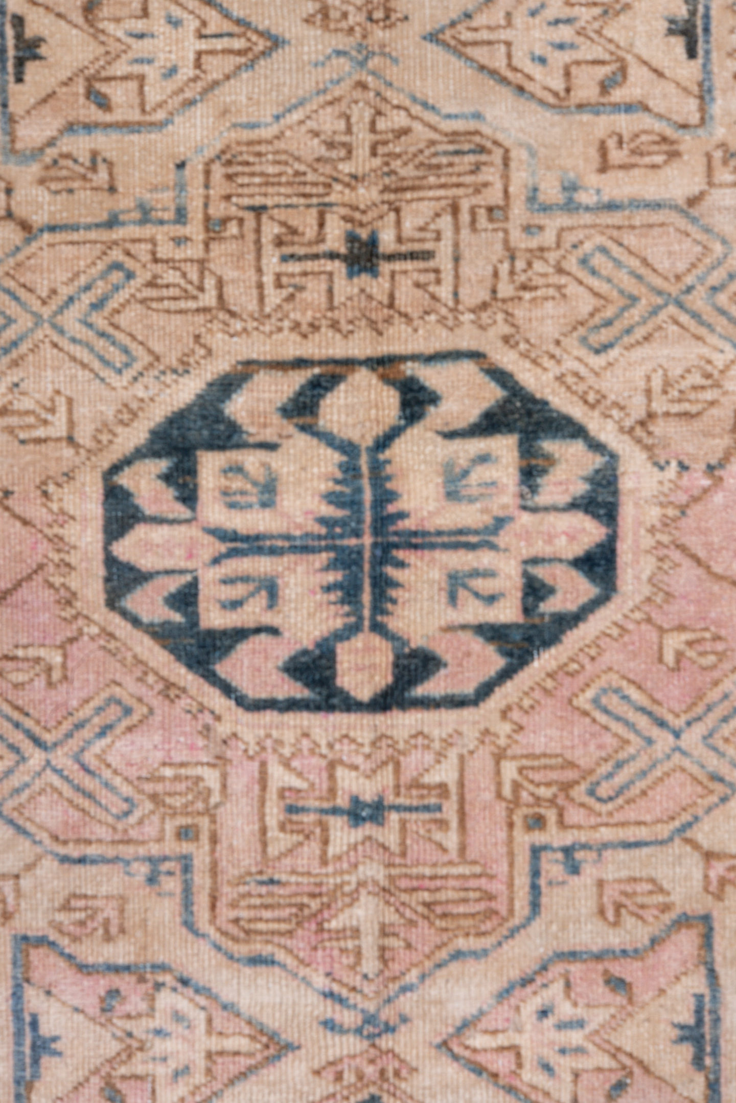 4' x 6' one-of-a-kind handmade antique Ardebil small size rug. Color palette: ivory, faded blue, taupe, blush, charcoal