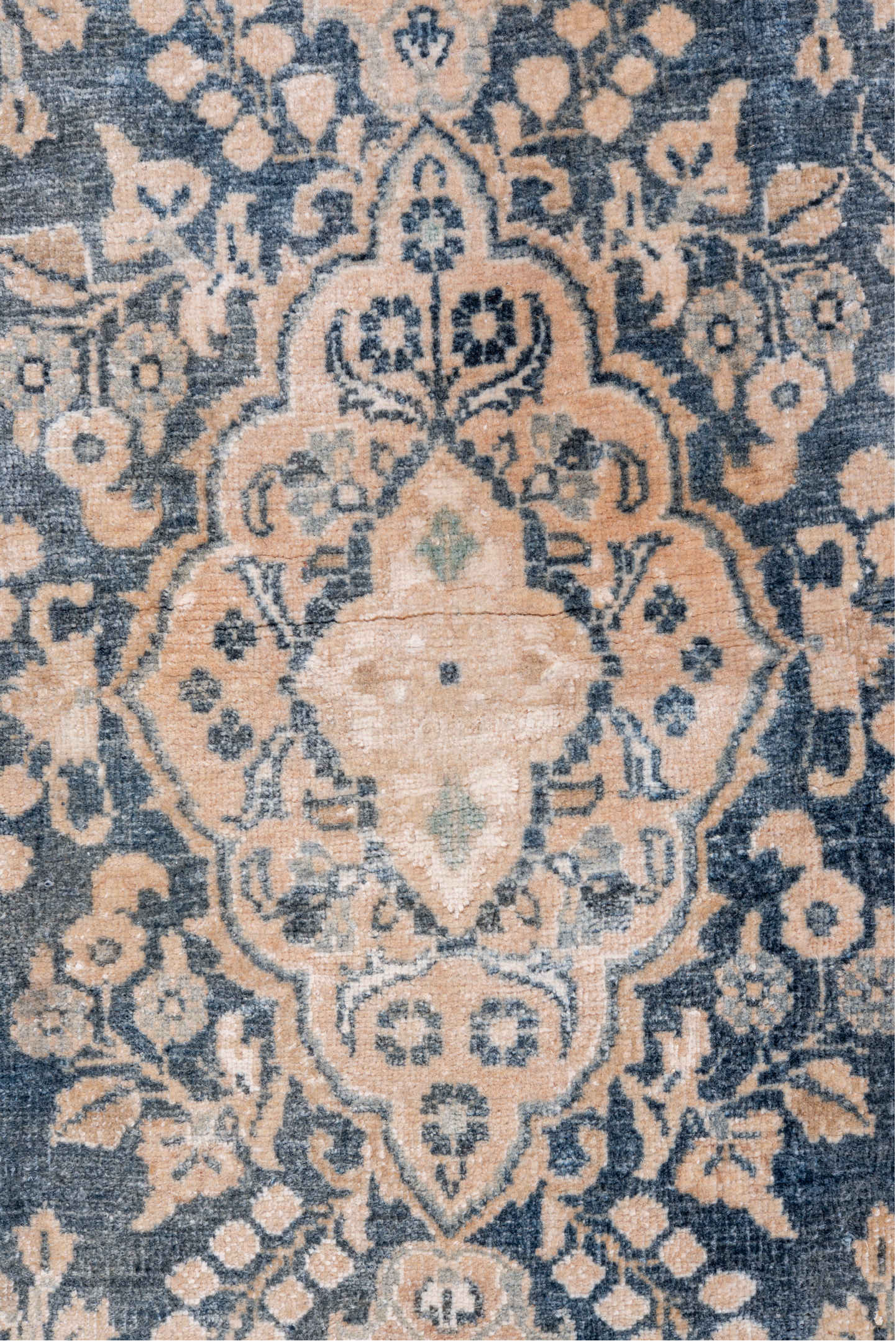 2' x 5' one-of-a-kind handmade antique Sarouk small size rug. Color palette: blush, slate, ivory, taupe, charcoal, pink