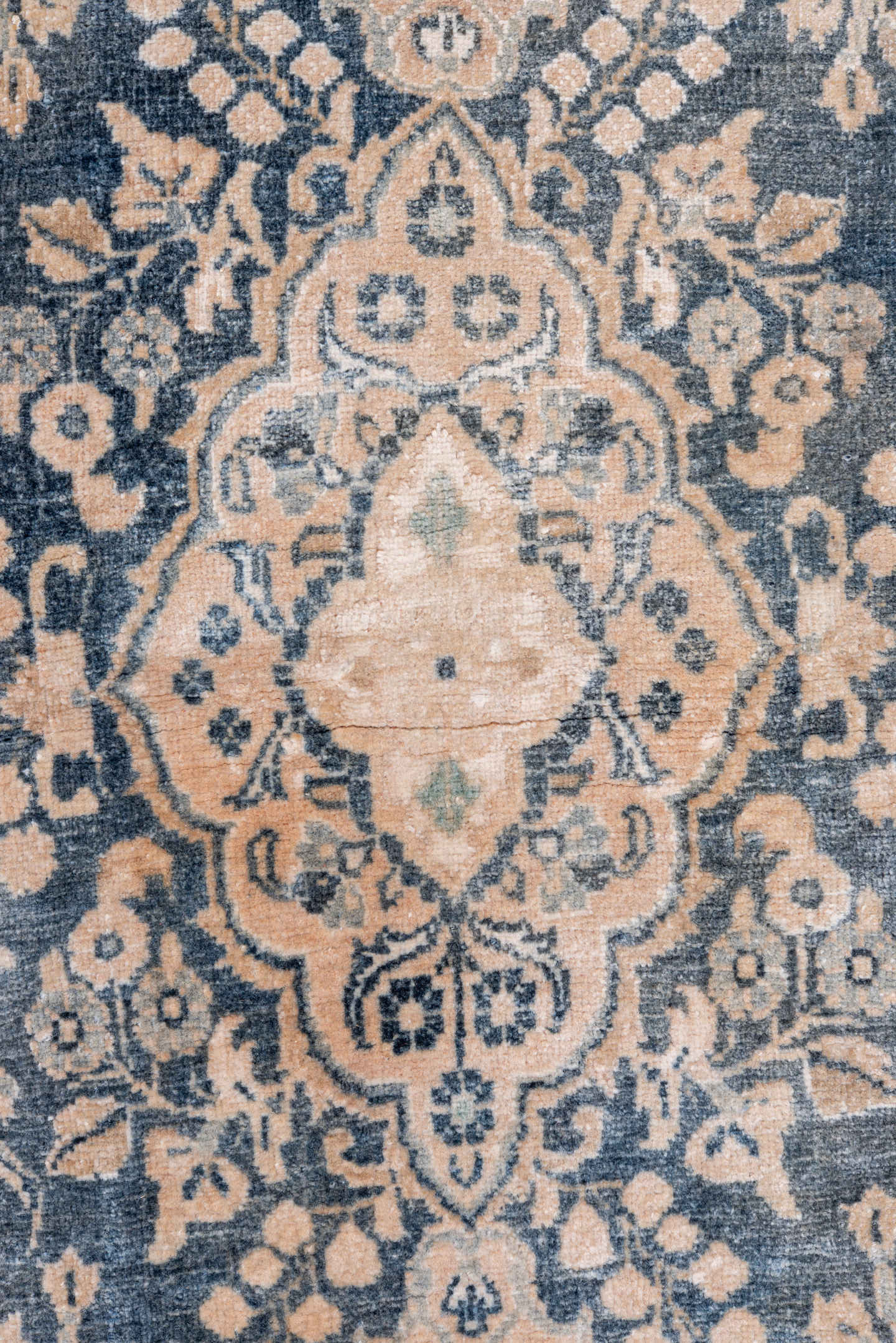 2' x 5' one-of-a-kind handmade antique Sarouk small size rug. Color palette: blush, slate, ivory, taupe, charcoal, pink