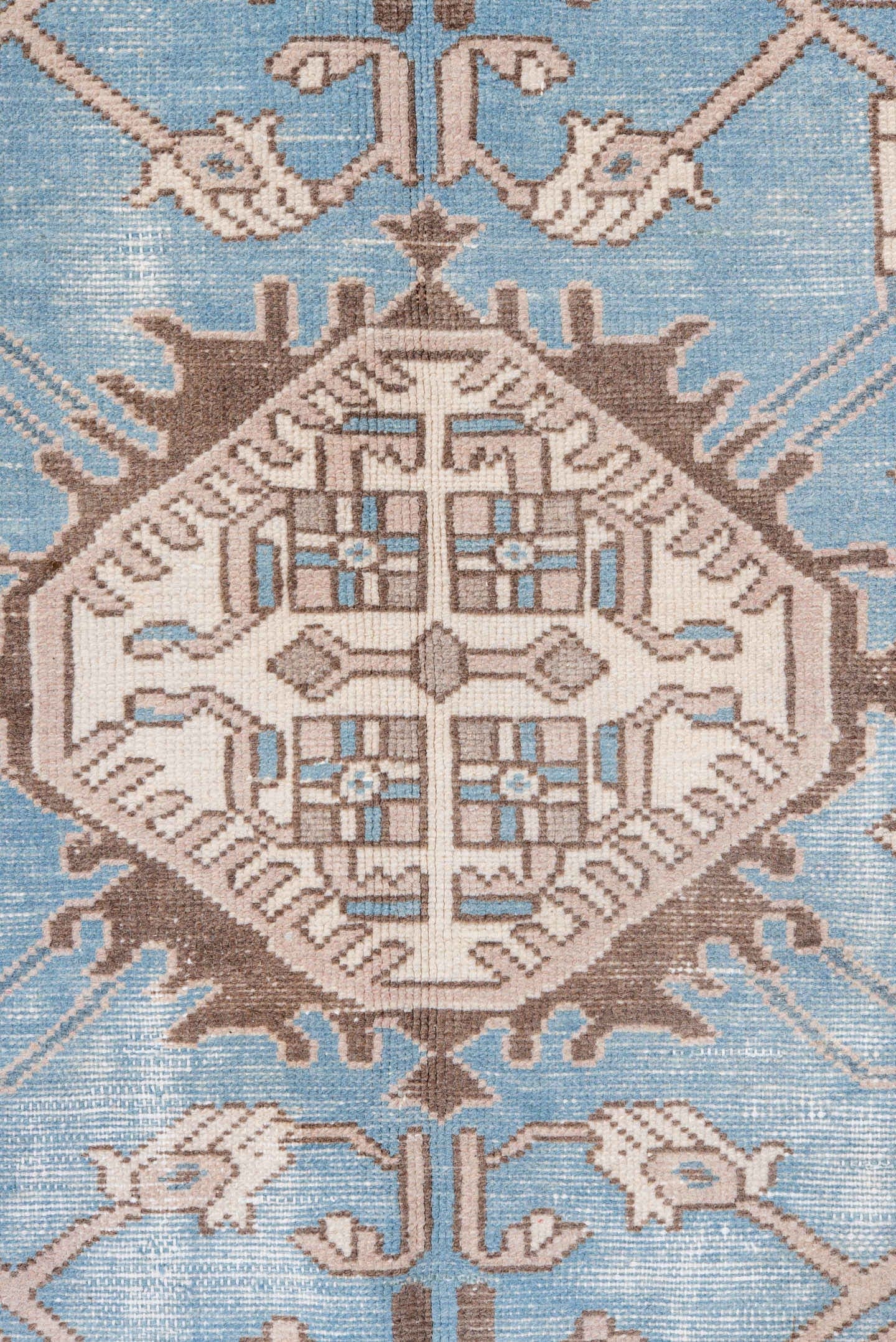 5' x 8' one-of-a-kind handmade antique Hamadan medium size rug. Color palette: taupe, ivory, sky blue, blush, brown, camel