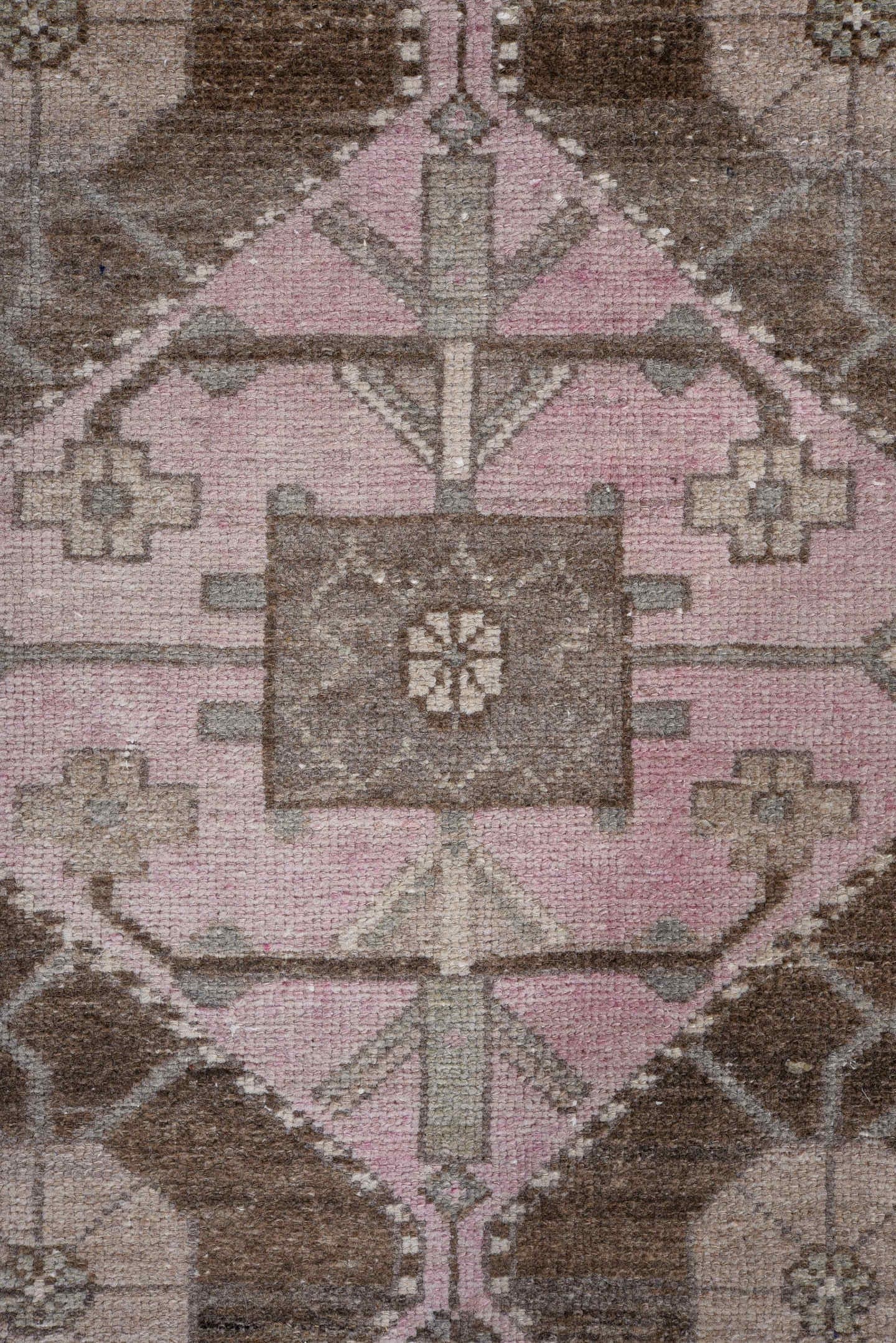 3' x 9' one-of-a-kind handmade antique Hamadan runner rug. Color palette: brown, pink, ivory, taupe, navy, gray, beige, blue