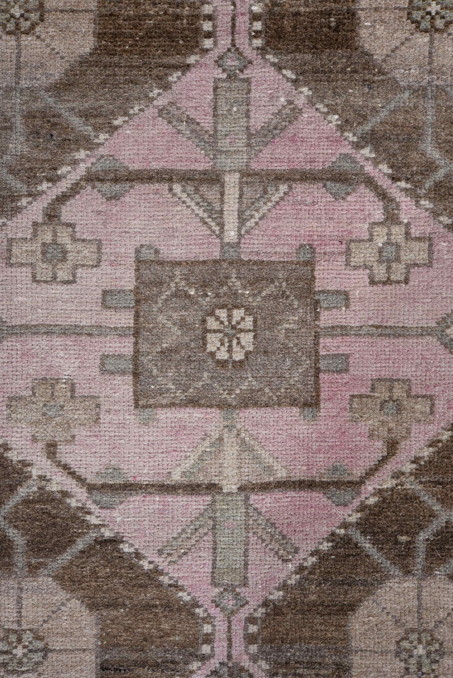 3' x 9' one-of-a-kind handmade antique Hamadan runner rug. Color palette: brown, pink, ivory, taupe, navy, gray, beige, blue