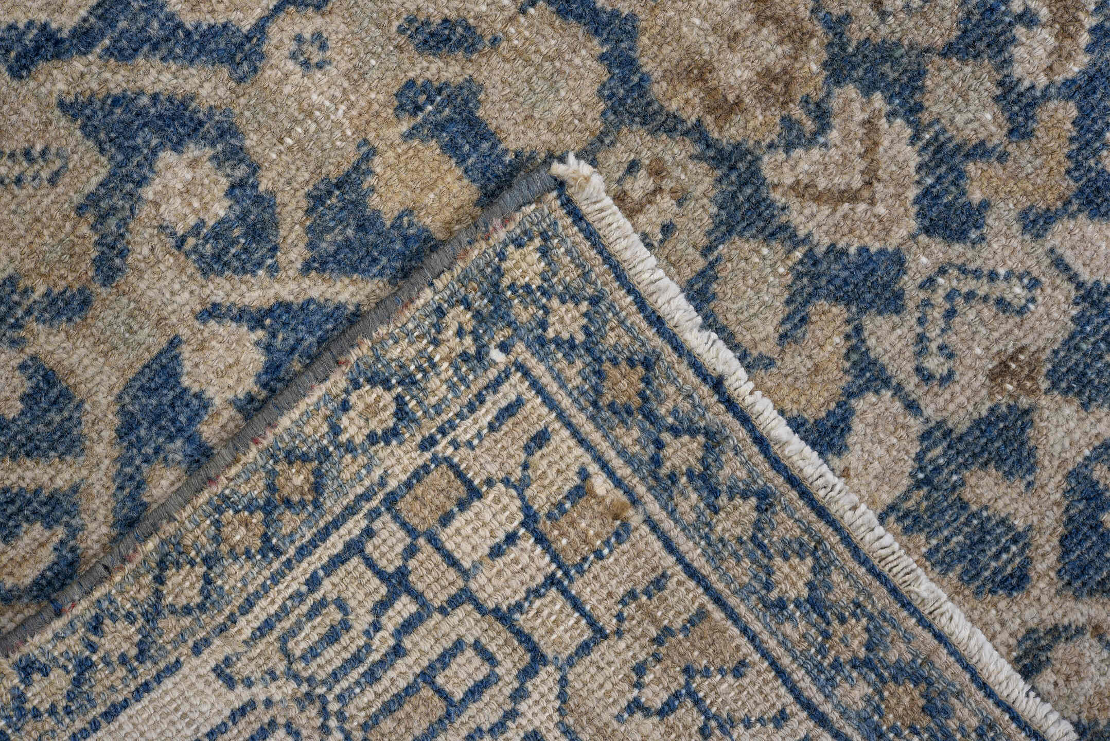 2' x 5' one-of-a-kind handmade vintage Hamadan small size rug. Color palette: arapawa, blue, brown, dark gray, dim gray