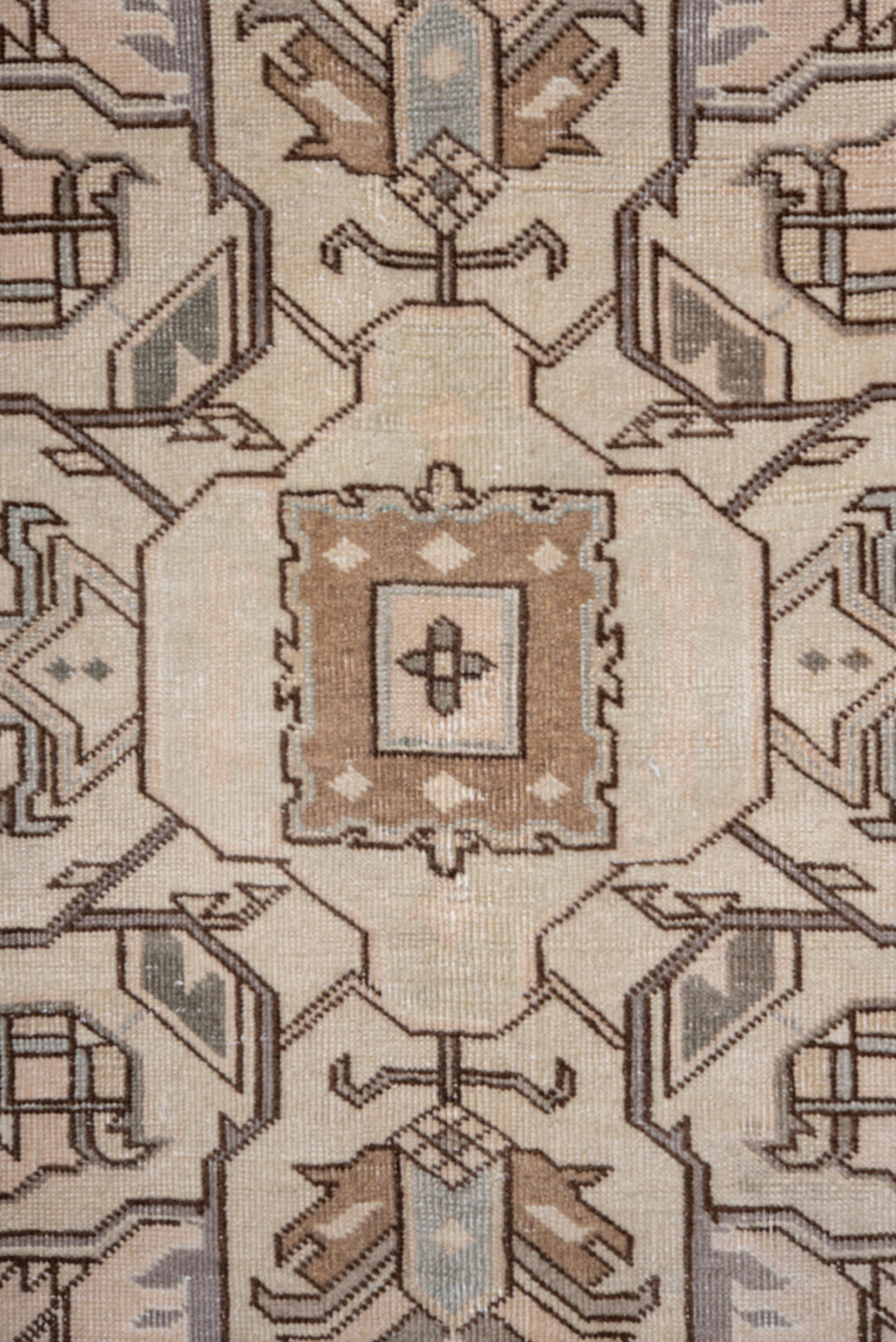 6' x 9' one-of-a-kind handmade vintage Sivas medium size rug. Color palette: sky blue, ivory, taupe, beige, camel, slate