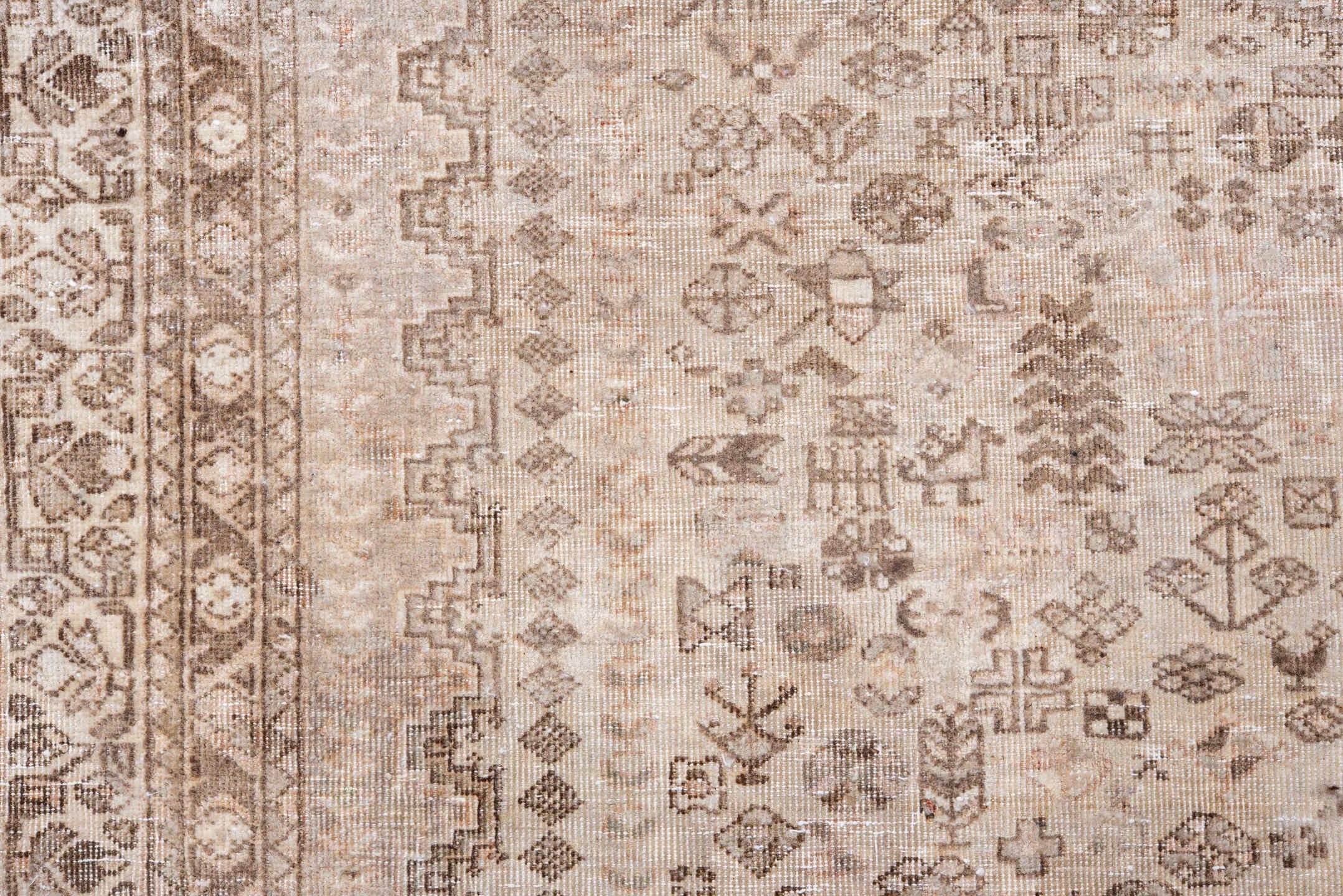 4' x 6' one-of-a-kind handmade vintage Abadeh small size rug. Color palette: black, brown, gray, light gray, off-white