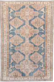 4' x 6' one-of-a-kind handmade antique Malayer small size rug. Color palette: blue, ivory, taupe, beige, brown, blush, gray