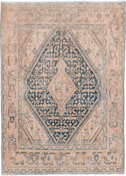 3' x 5' one-of-a-kind handmade antique Tabriz small size rug. Color palette: blush, peach, denim, ivory, taupe, pink