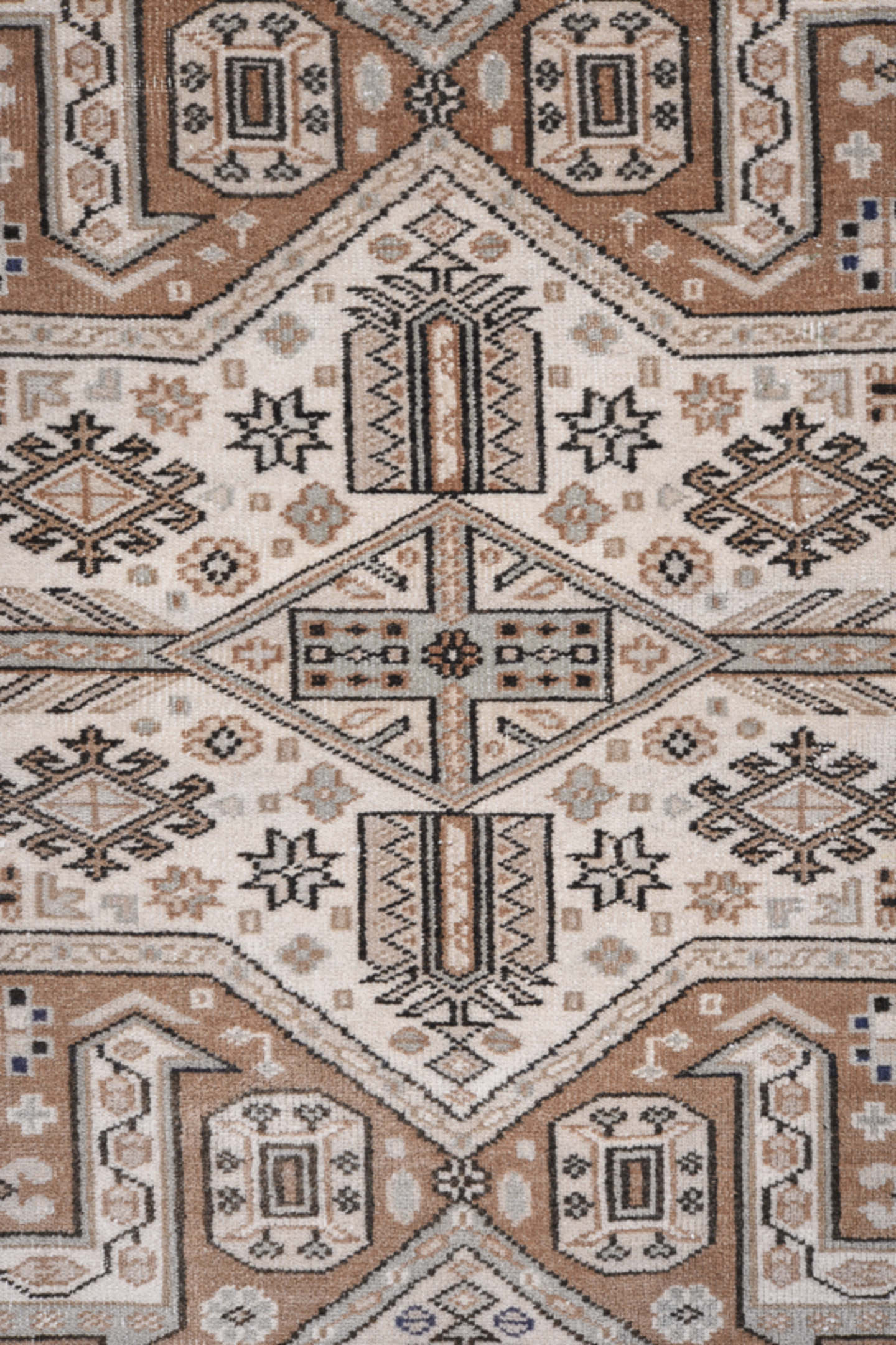 4' x 6' one-of-a-kind handmade antique Pakistan small size rug. Color palette: ivory, camel, taupe, brown, charcoal, slate