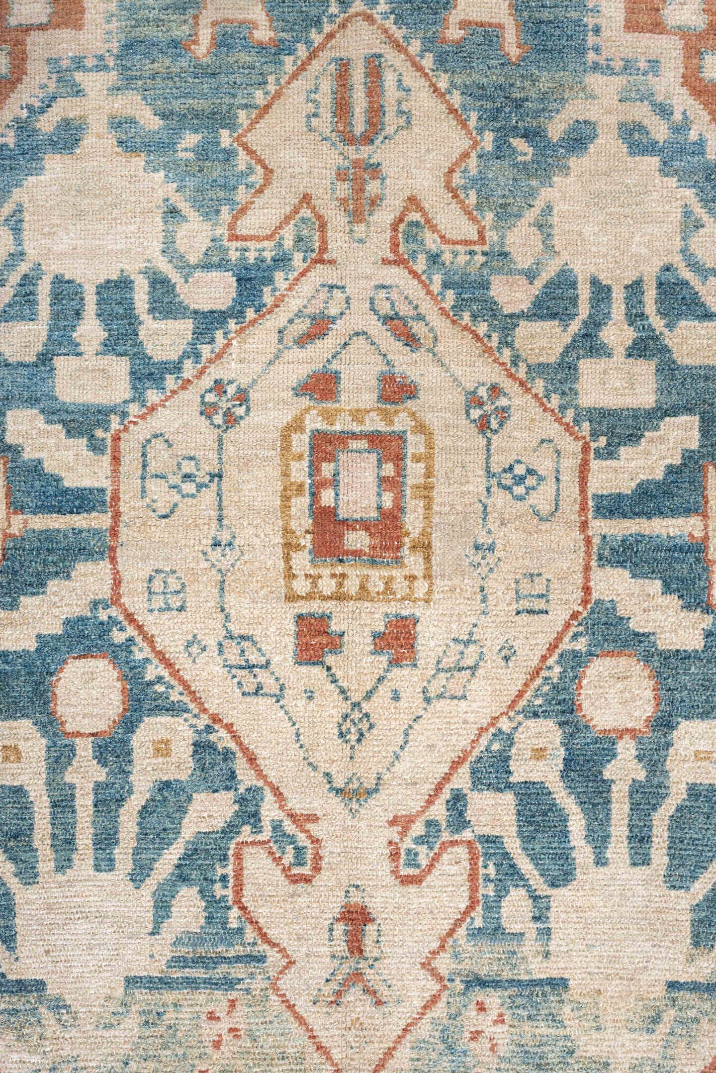 4' x 6' one-of-a-kind handmade antique Hamadan small size rug. Color palette: ivory, terracotta, pale blue, camel, taupe