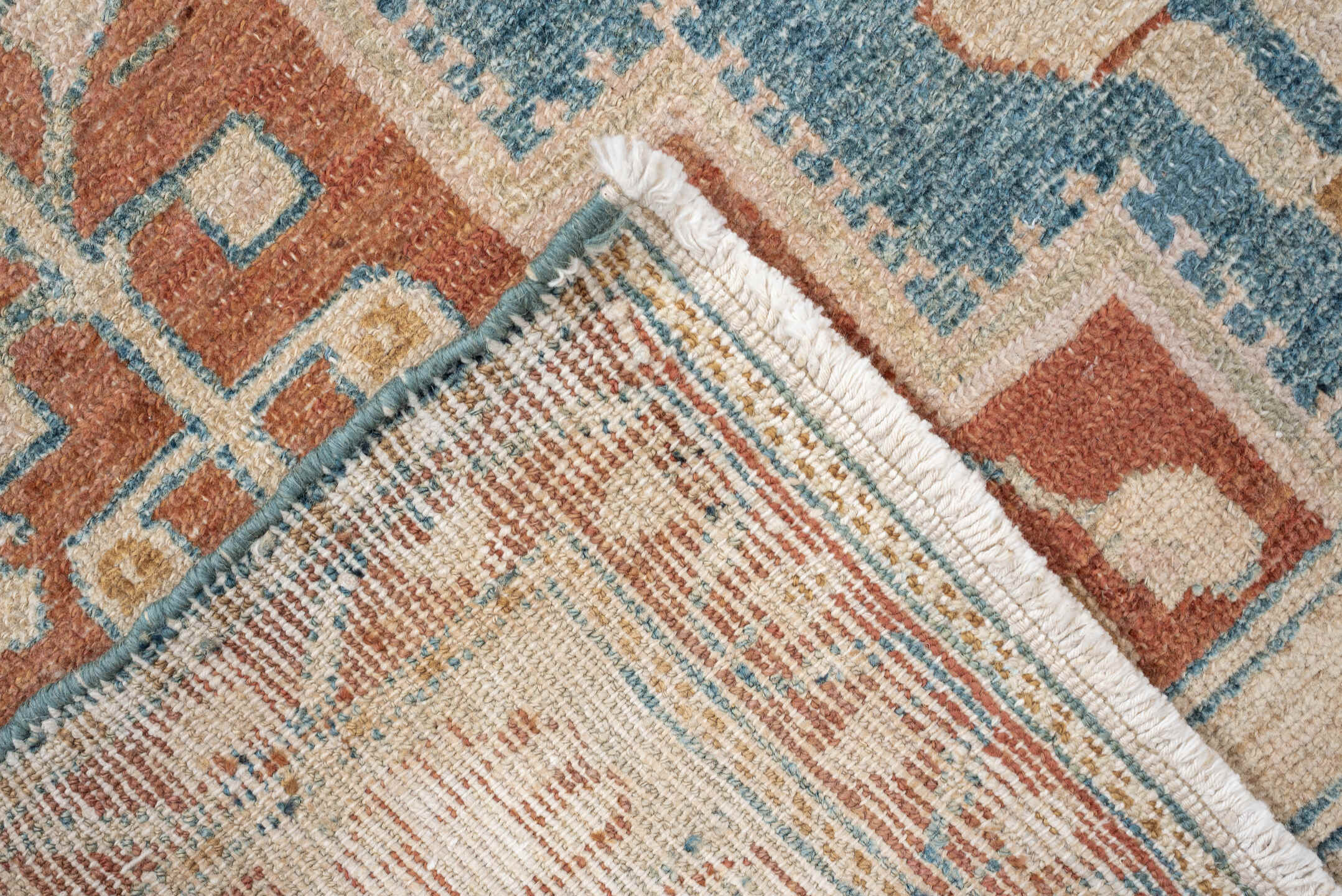 4' x 6' one-of-a-kind handmade antique Hamadan small size rug. Color palette: ivory, terracotta, pale blue, camel, taupe