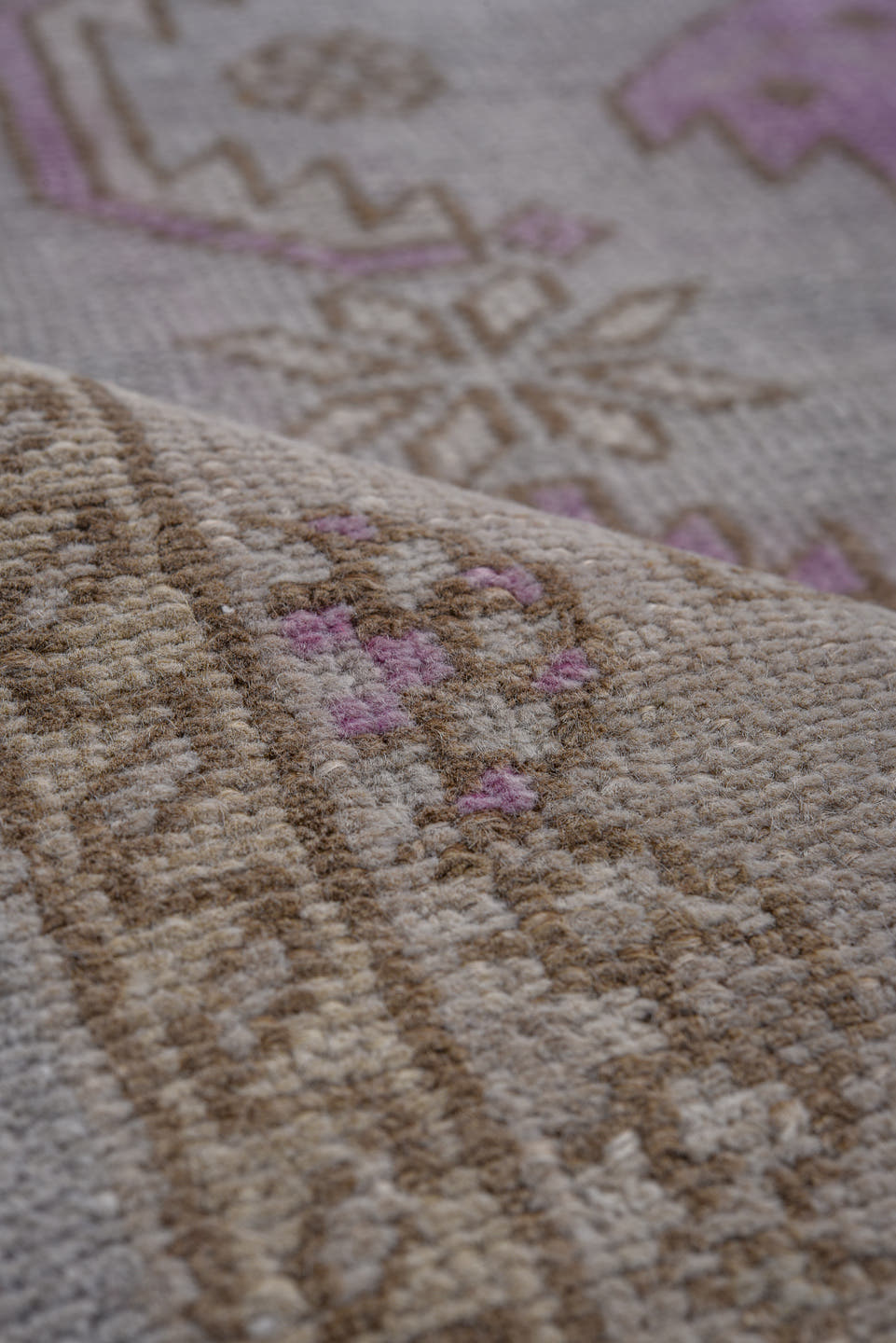 4' x 7' one-of-a-kind handmade vintage Hamadan rug. Color palette: taupe, brown, ivory, lilac, beige, camel, gray, purple
