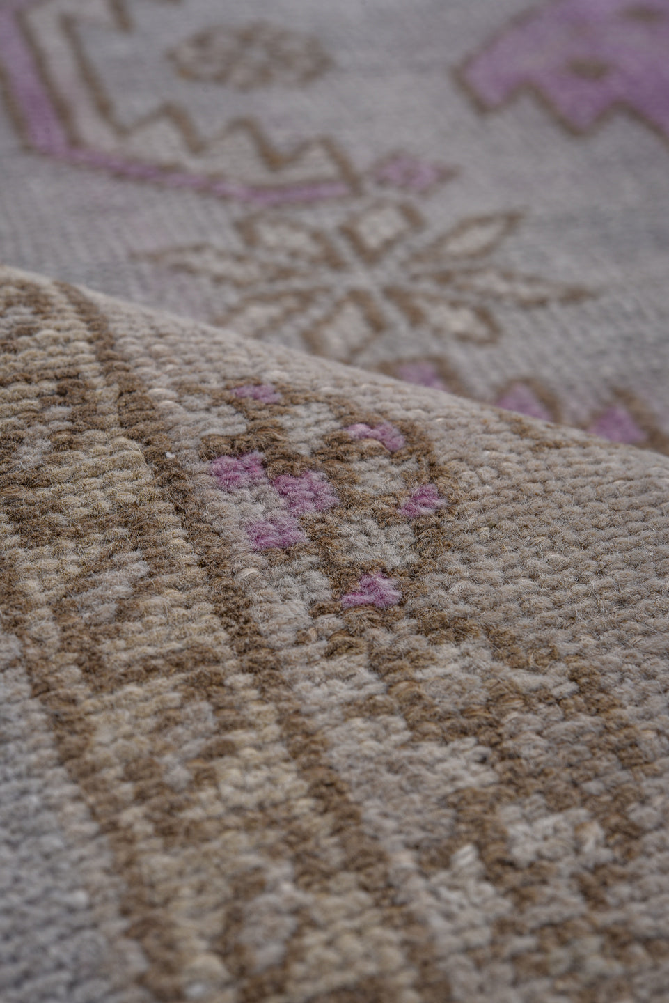 4' x 7' one-of-a-kind handmade vintage Hamadan rug. Color palette: taupe, brown, ivory, lilac, beige, camel, gray, purple