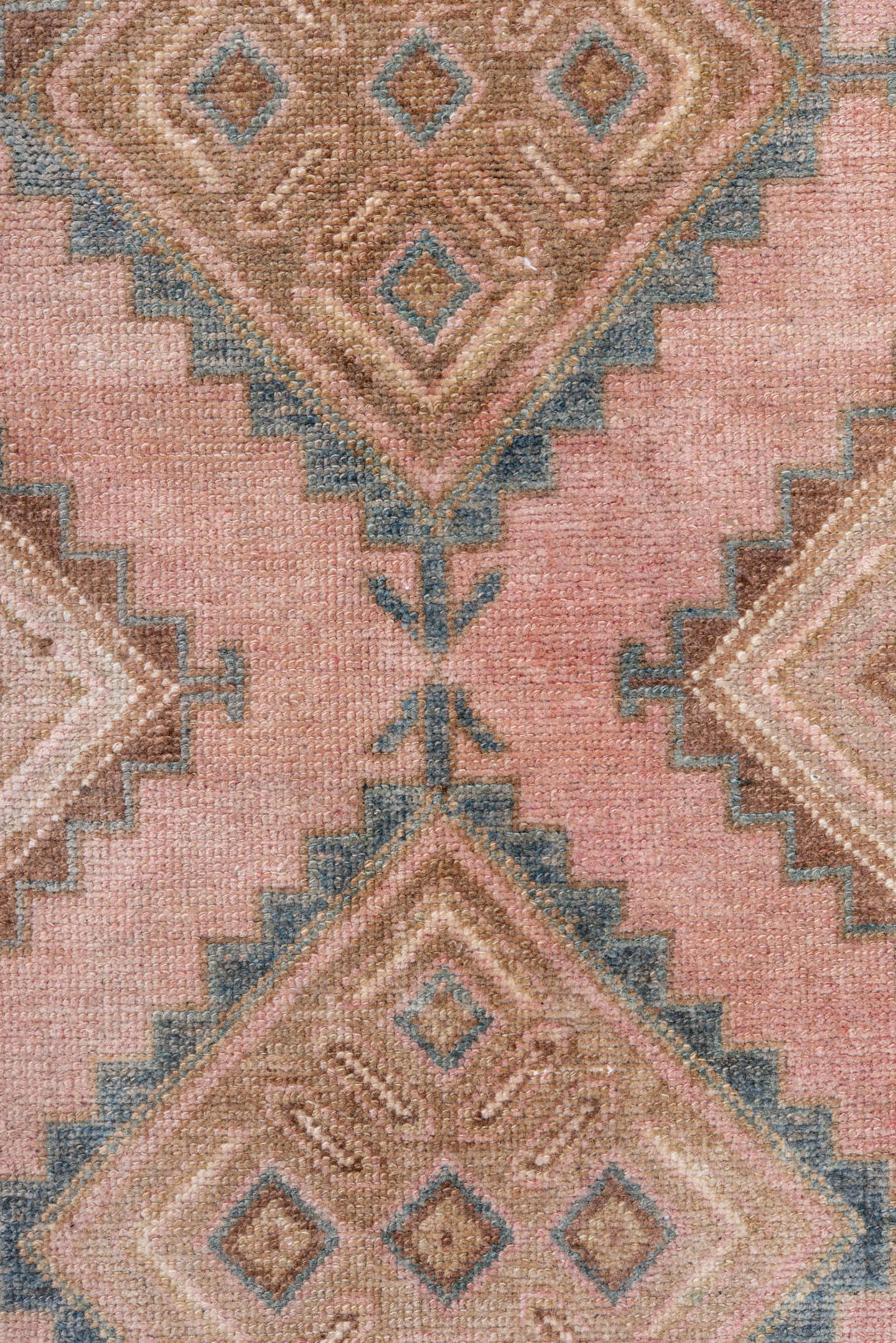 3' x 10' one-of-a-kind handmade vintage Hamadan runner rug. Color palette: rose, taupe, ivory, brown, muted blue, dusty pink