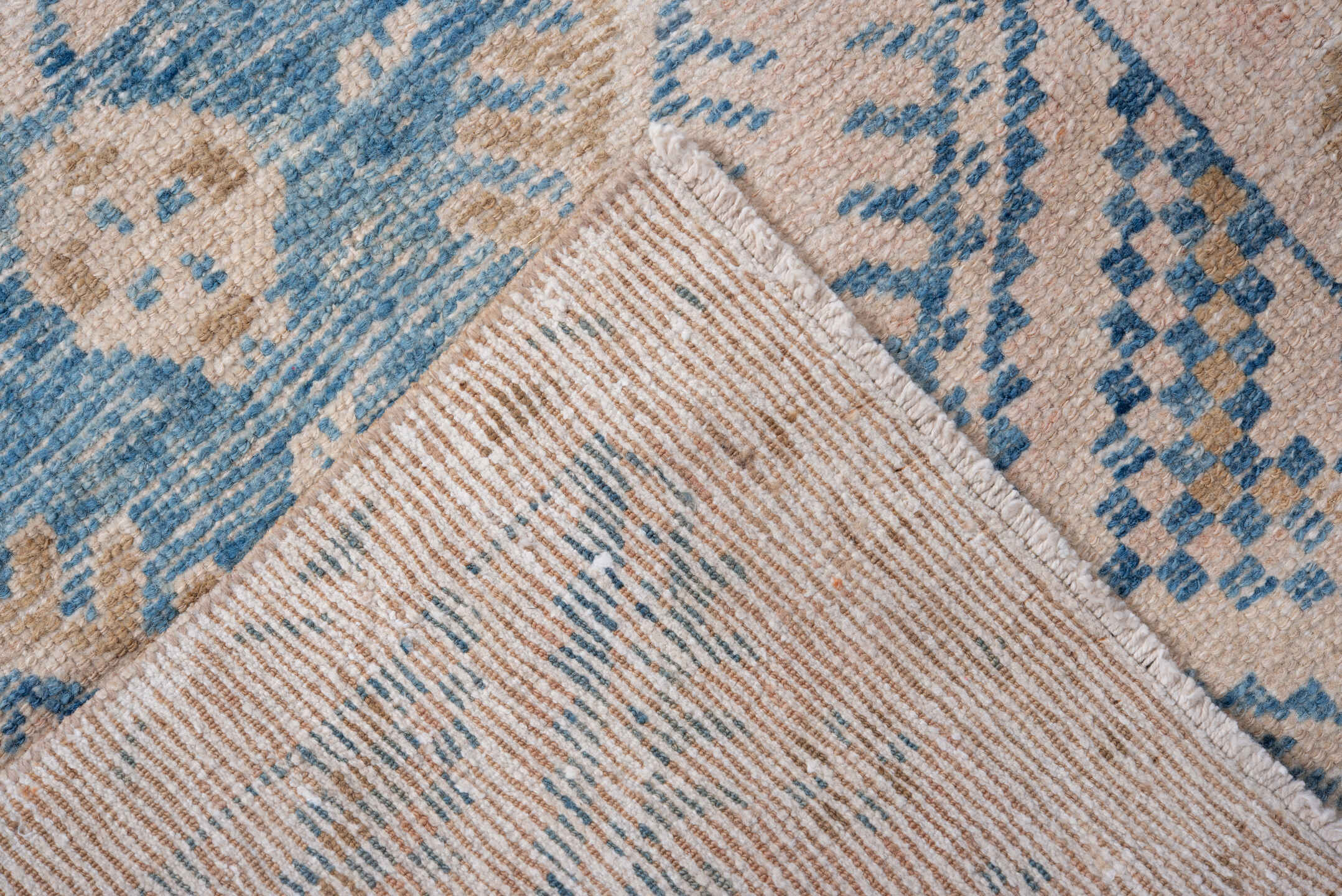 2' x 9' one-of-a-kind handmade vintage Hamadan runner rug. Color palette: ivory, sky blue, beige, camel, light blue