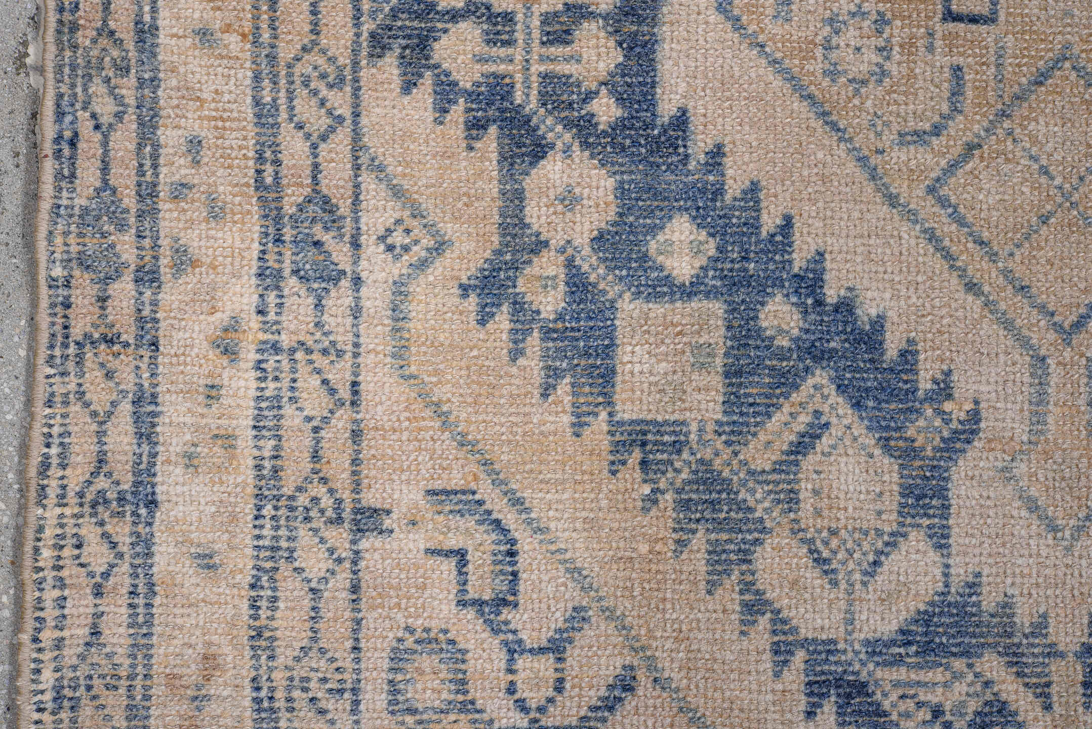 3' x 5' one-of-a-kind handmade antique Hamadan small size rug. Color palette: ivory, indigo, beige, camel, slate, purple