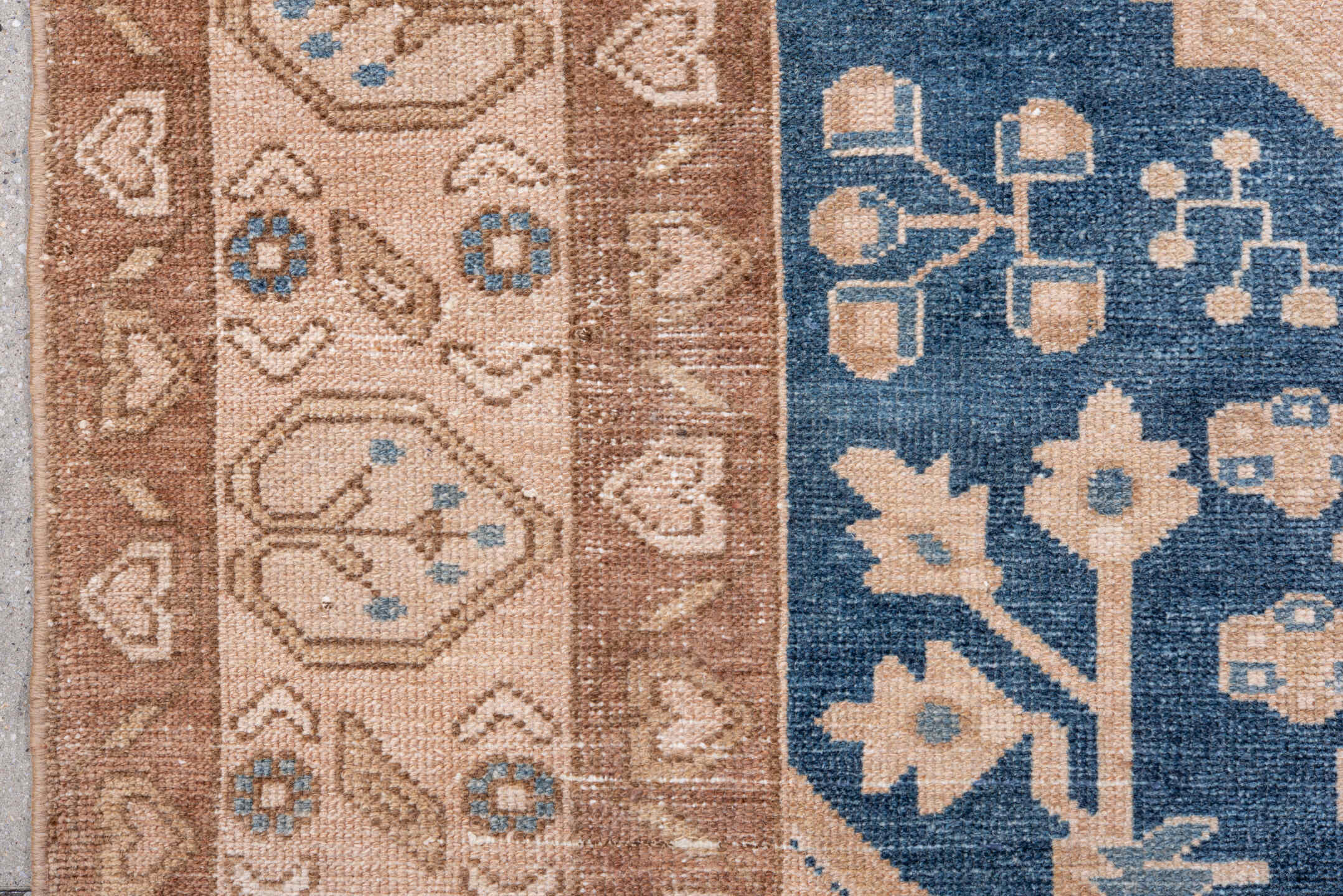 4' x 6' one-of-a-kind handmade antique Hamadan small size rug. Color palette: ivory, blue, taupe, camel, beige, gray