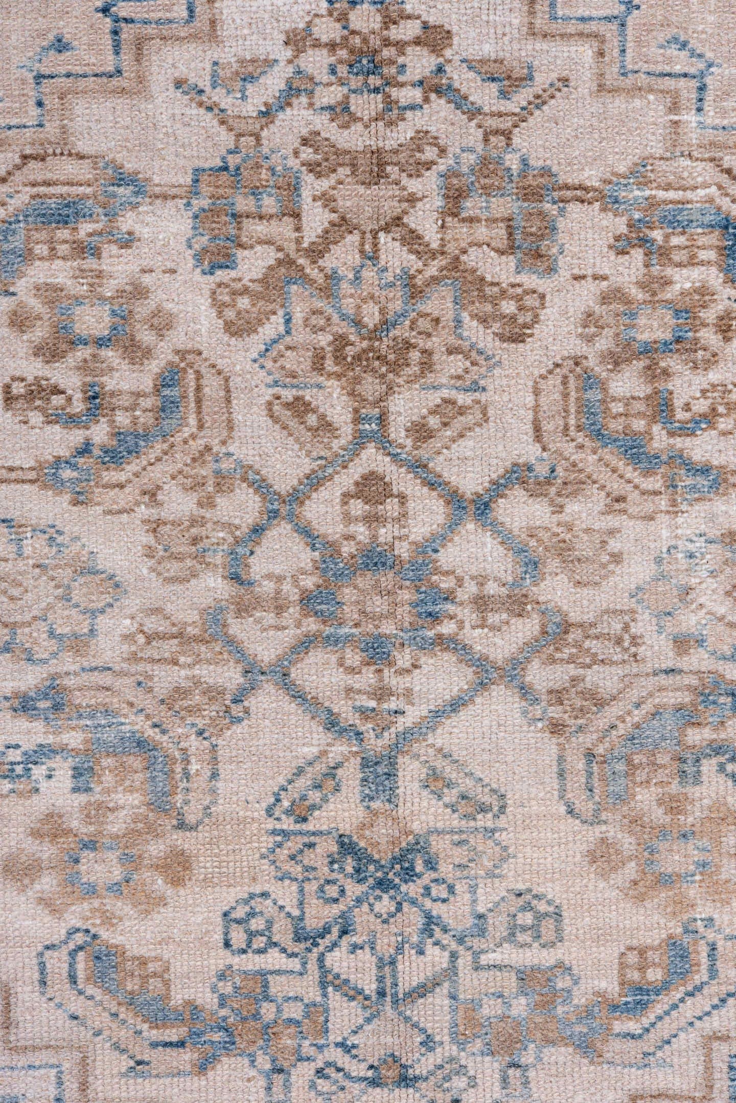 4' x 6' one-of-a-kind handmade vintage Malayer rug. Color palette: ivory, taupe, sky_blue, beige, camel, gray, light blue