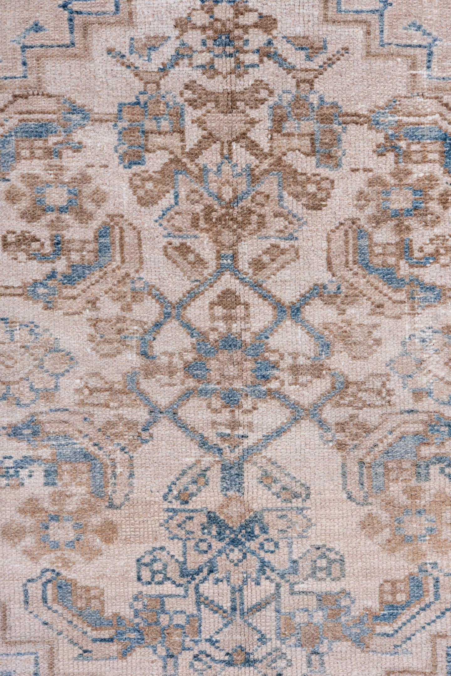 4' x 6' one-of-a-kind handmade vintage Malayer rug. Color palette: ivory, taupe, sky_blue, beige, camel, gray, light blue