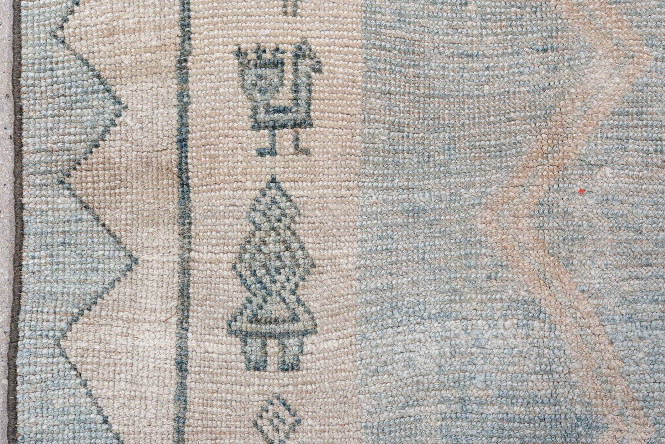 4' x 6' one-of-a-kind handmade antique Gabbe small size rug. Color palette: ivory, pale blue, slate, taupe, light blue, gray