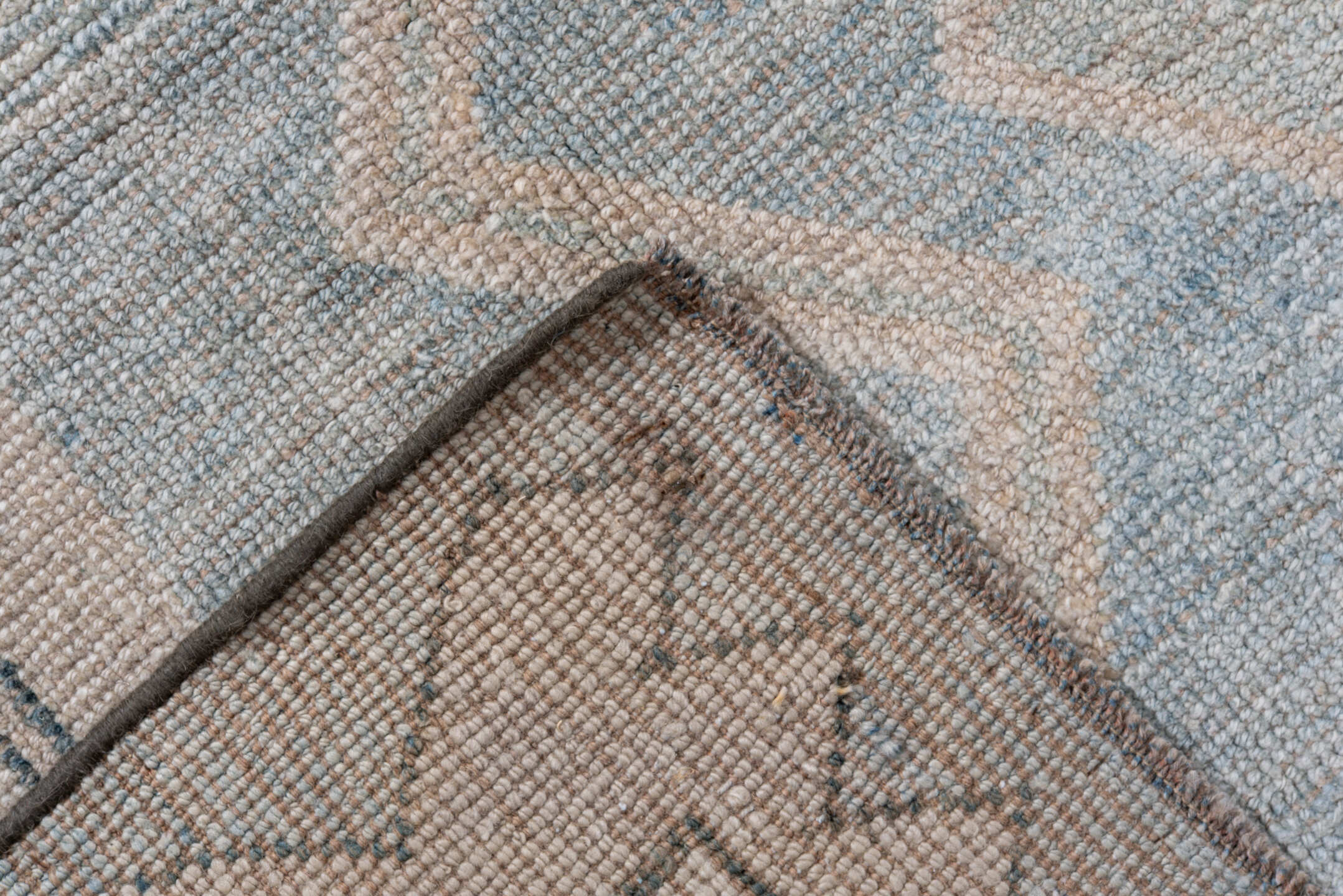 4' x 6' one-of-a-kind handmade vintage Gabbe small size rug. Color palette: blue, brown, dark gray, dim gray, gainsboro