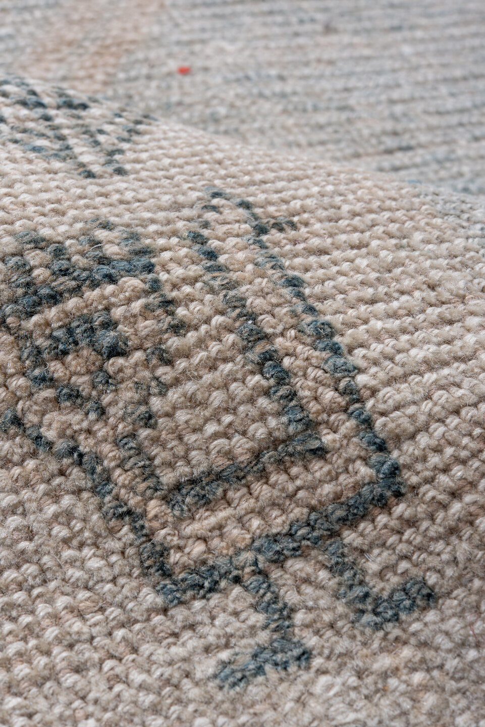 4' x 6' one-of-a-kind handmade vintage Gabbe small size rug. Color palette: blue, brown, dark gray, dim gray, gainsboro