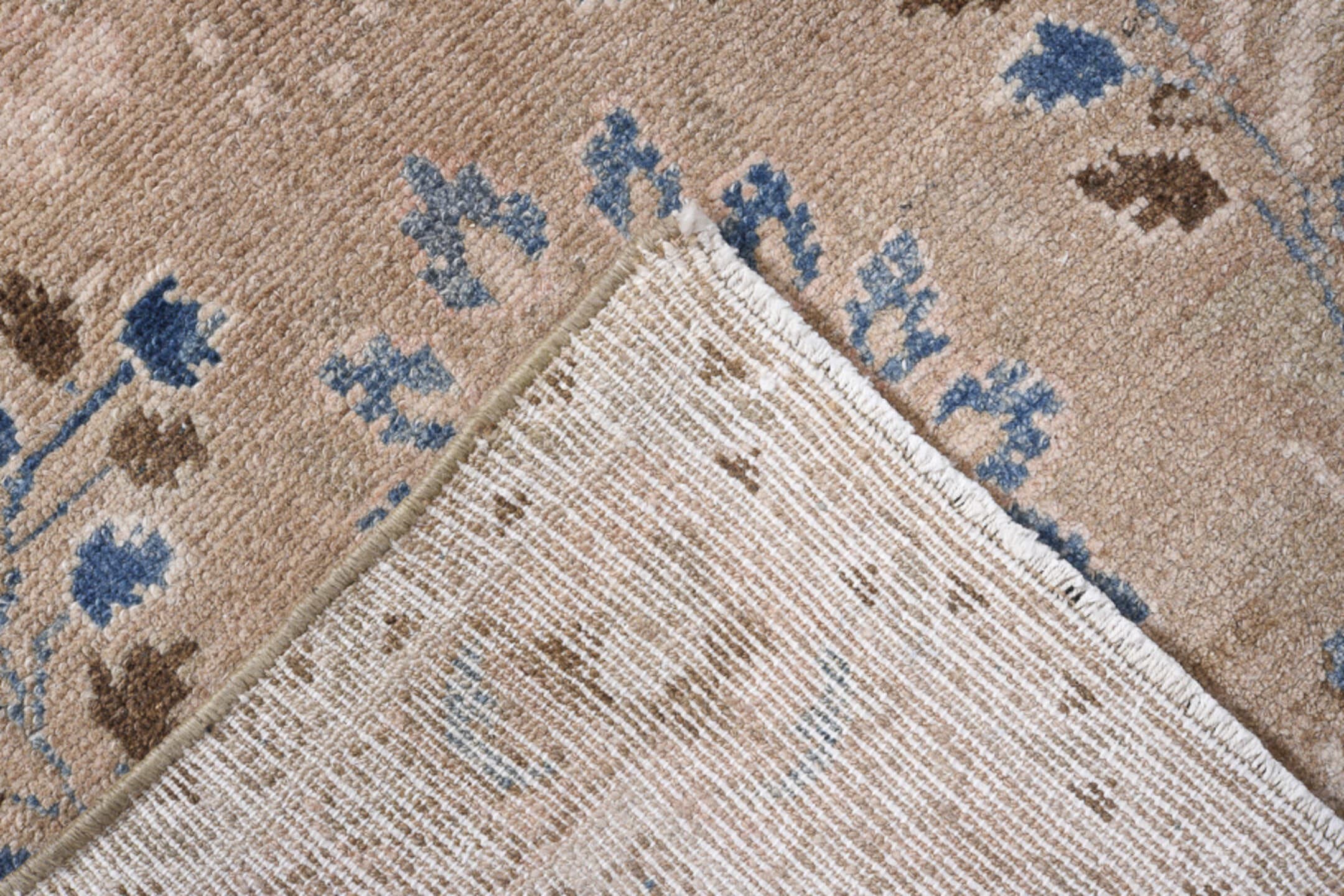 2' x 7' one-of-a-kind handmade antique Hamadan runner rug. Color palette: taupe, ivory, powder blue, beige, brown, gray