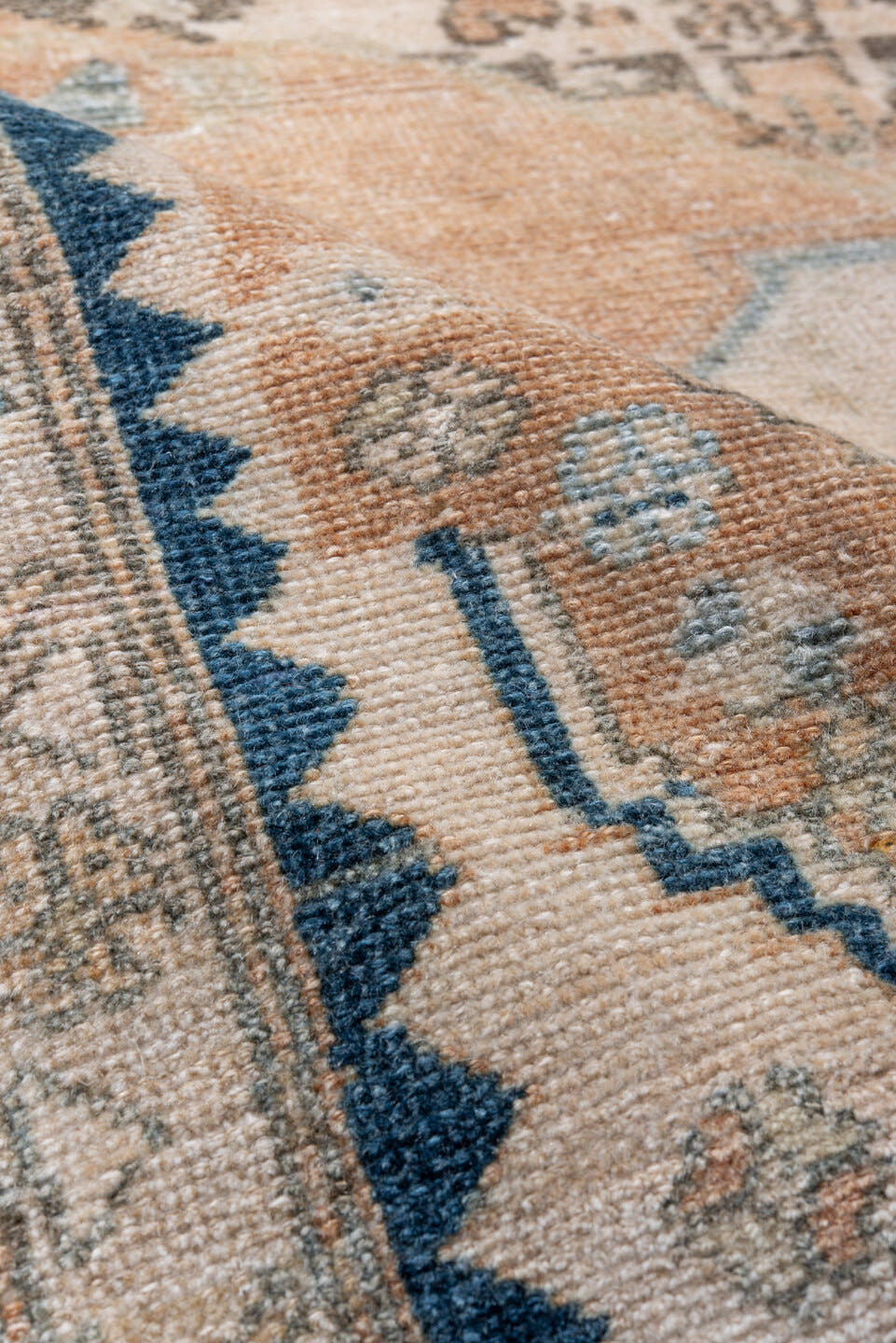 4' x 6' one-of-a-kind handmade antique Malayer small size rug. Color palette: peach, ivory, pale blue, taupe, charcoal