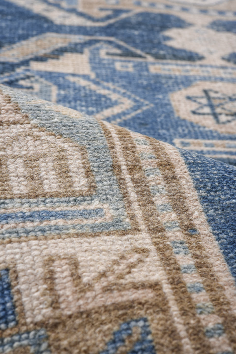 3' x 9' one-of-a-kind handmade antique Malayer runner rug. Color palette: blue, ivory, taupe, beige, slate, gray